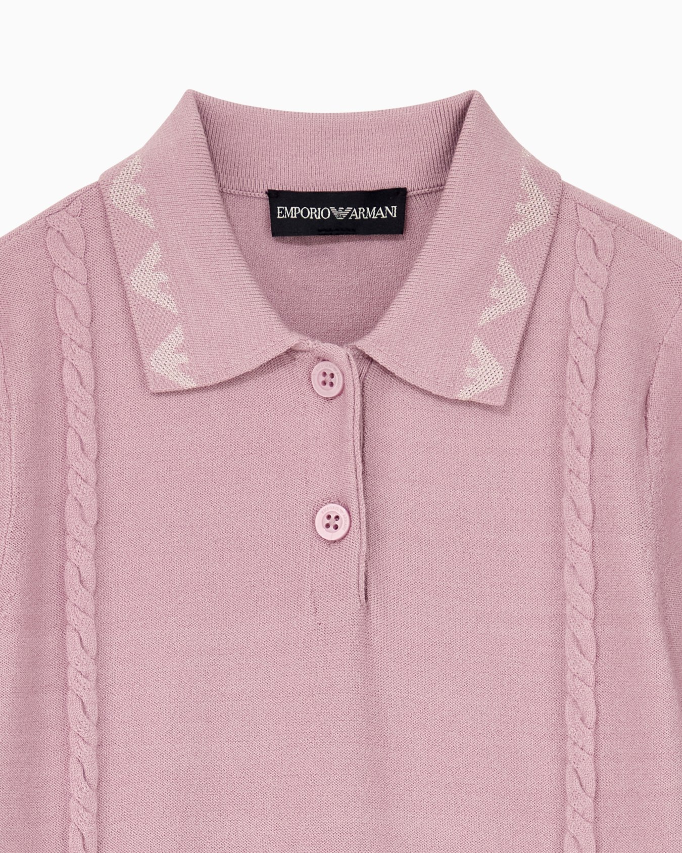 Vestido de punto trenzado con cuello polo y falda plisada Diapositiva 1