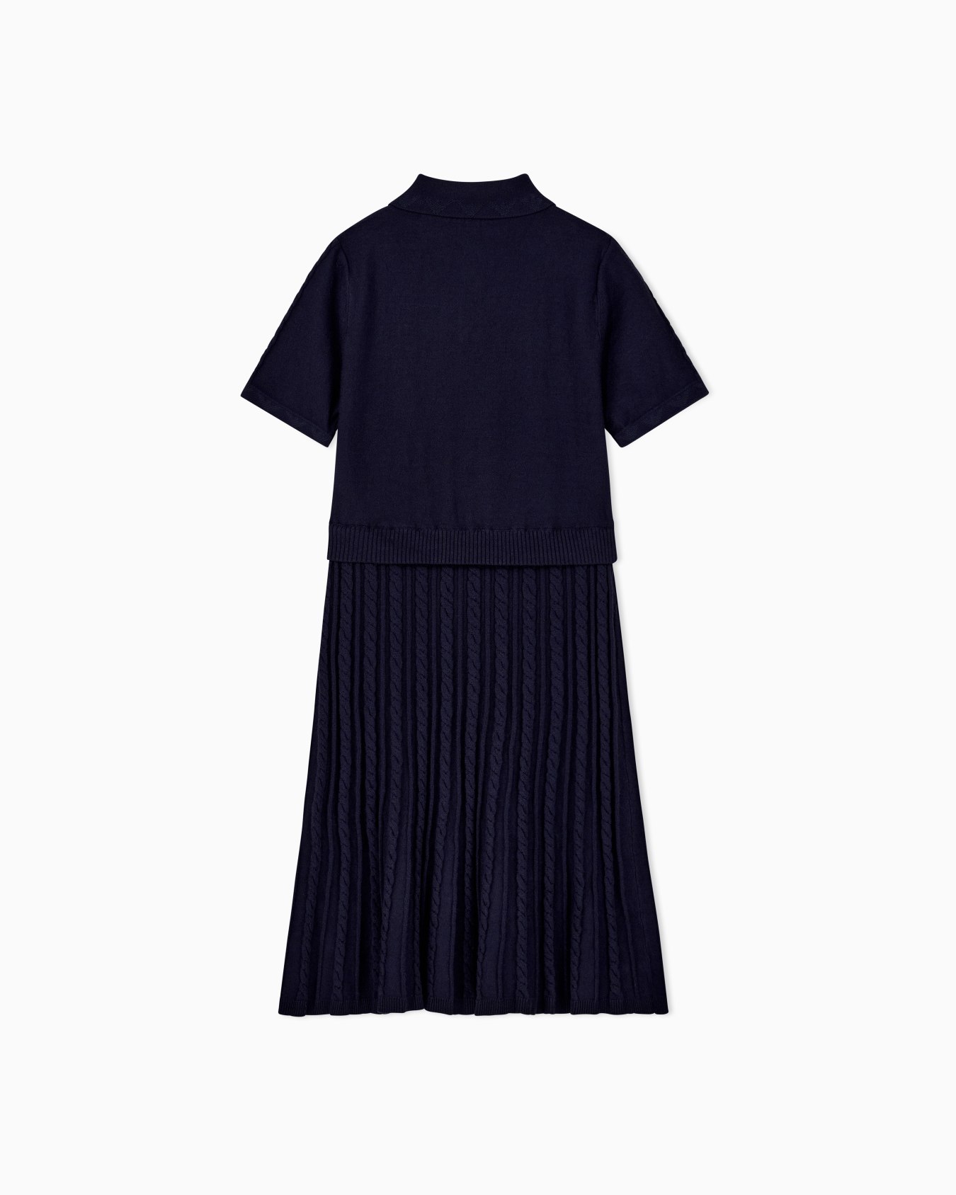 Robe en maille de viscose avec col polo et jupe plissée Diapositive 2