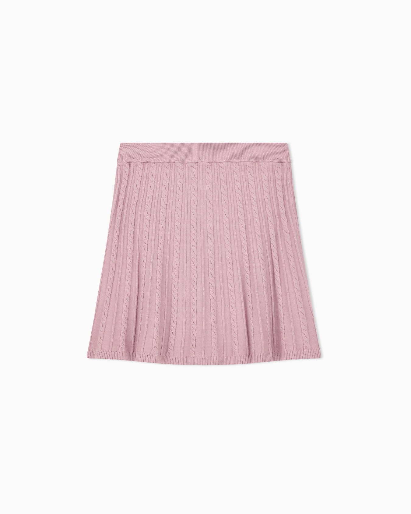 Skirt with pleats cable knit design and ribbed waistband Slide 2
