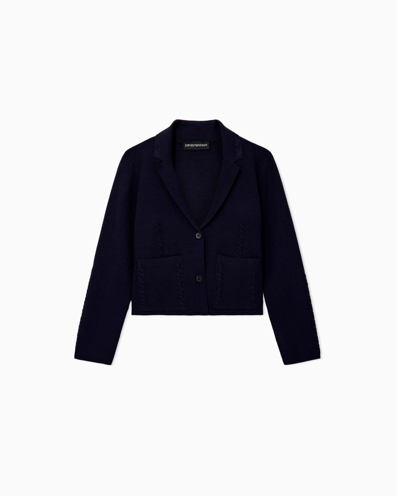 Blazer droit en maille à revers cranté Diapositive 0