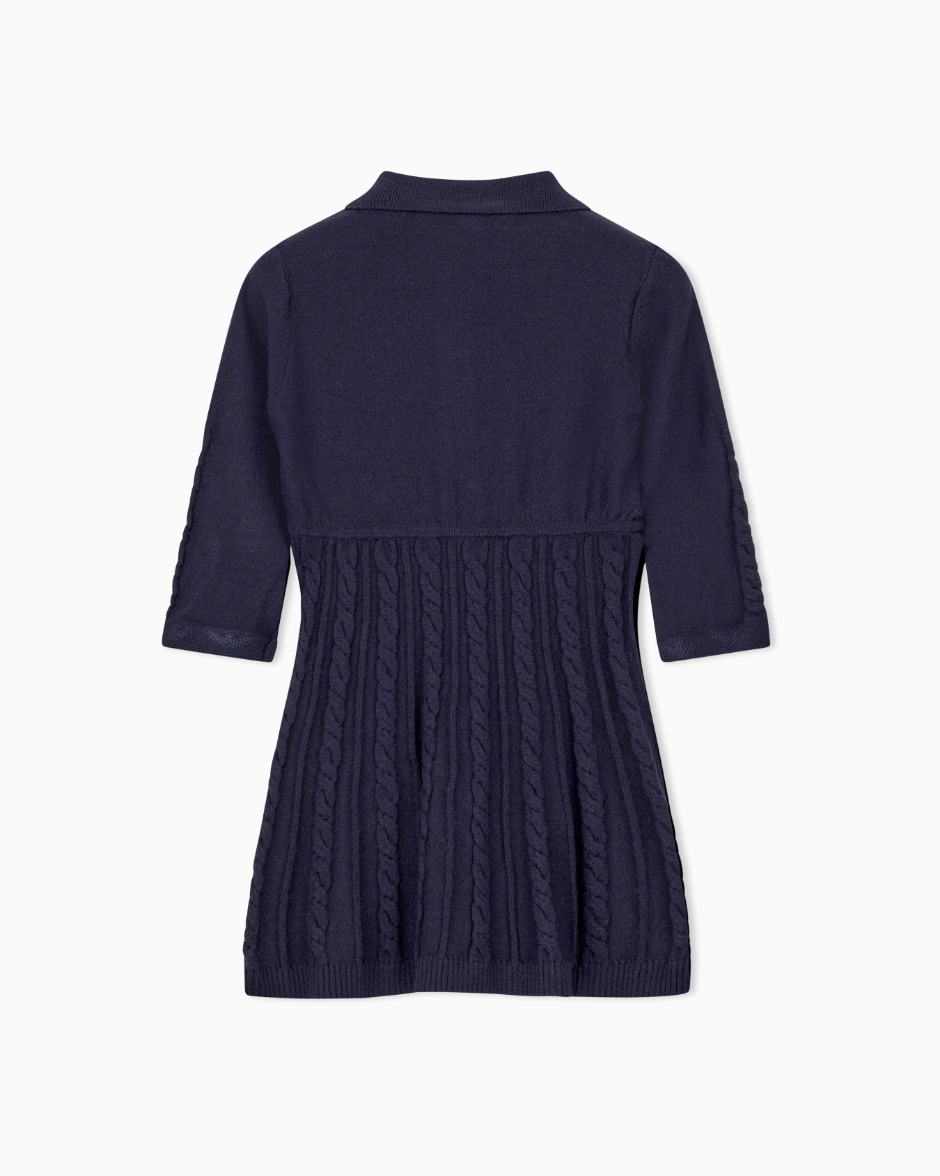 Cable knit viscose dress with collar and front buttons Slide 2