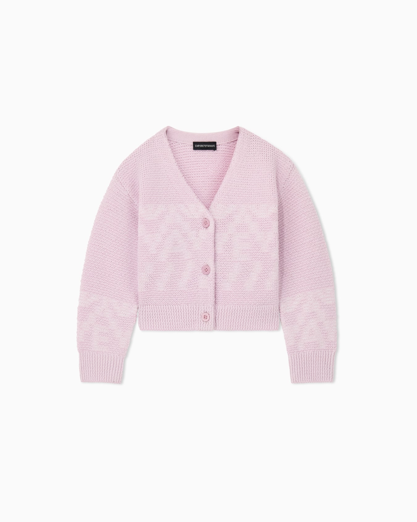 Cardigan in textured knit with a V-neck Slide 0