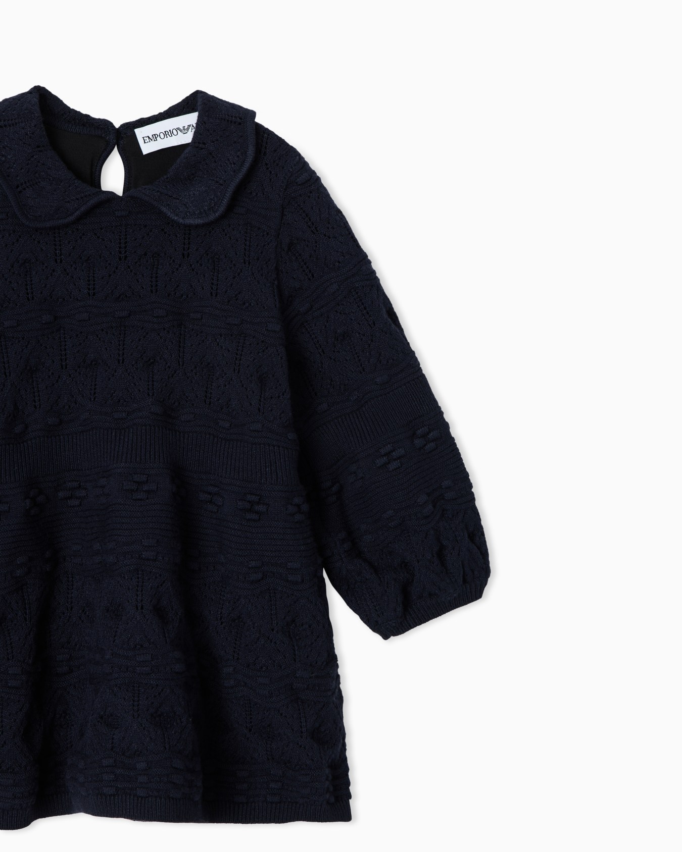 Children's dress in textured knit with a Peter Pan collar Slide 1