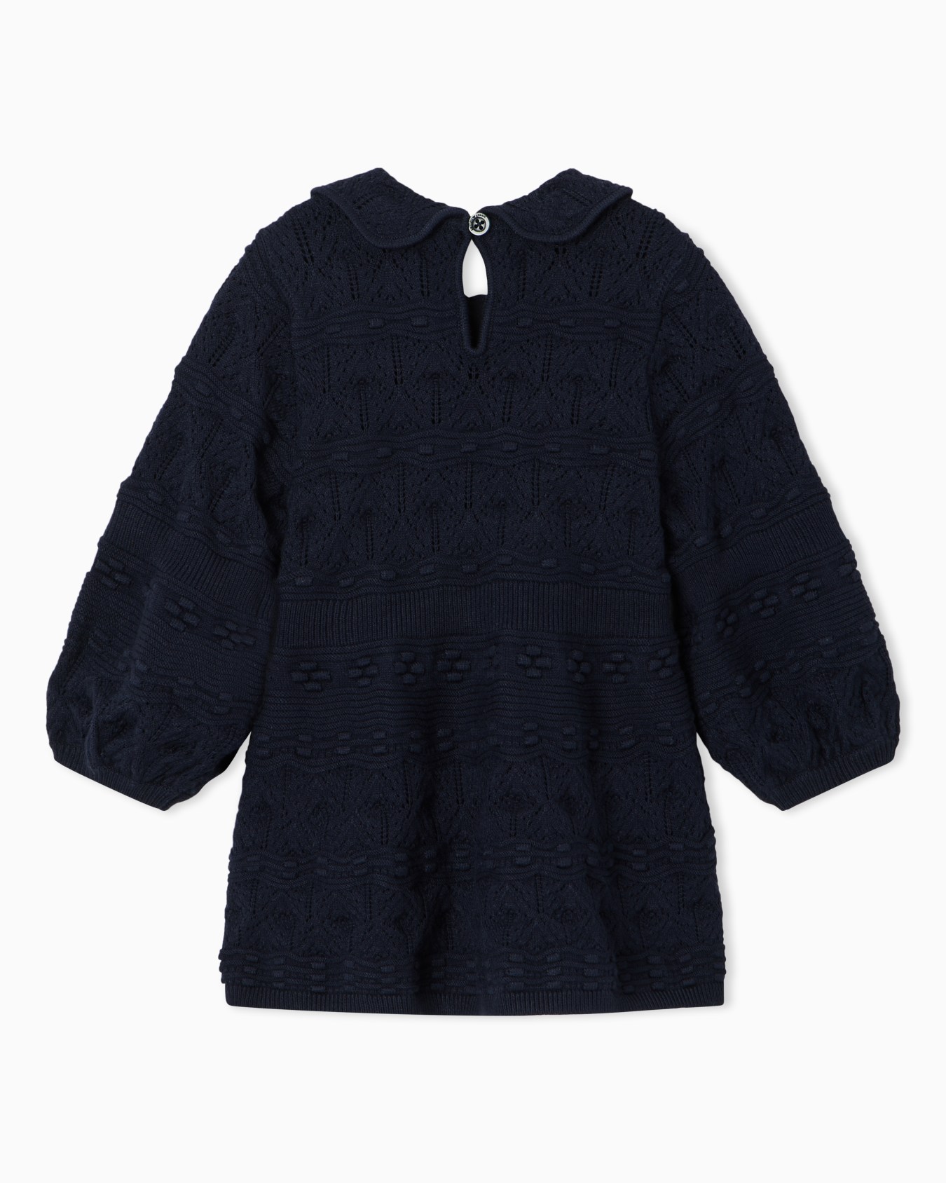 Children's dress in textured knit with a Peter Pan collar Slide 2