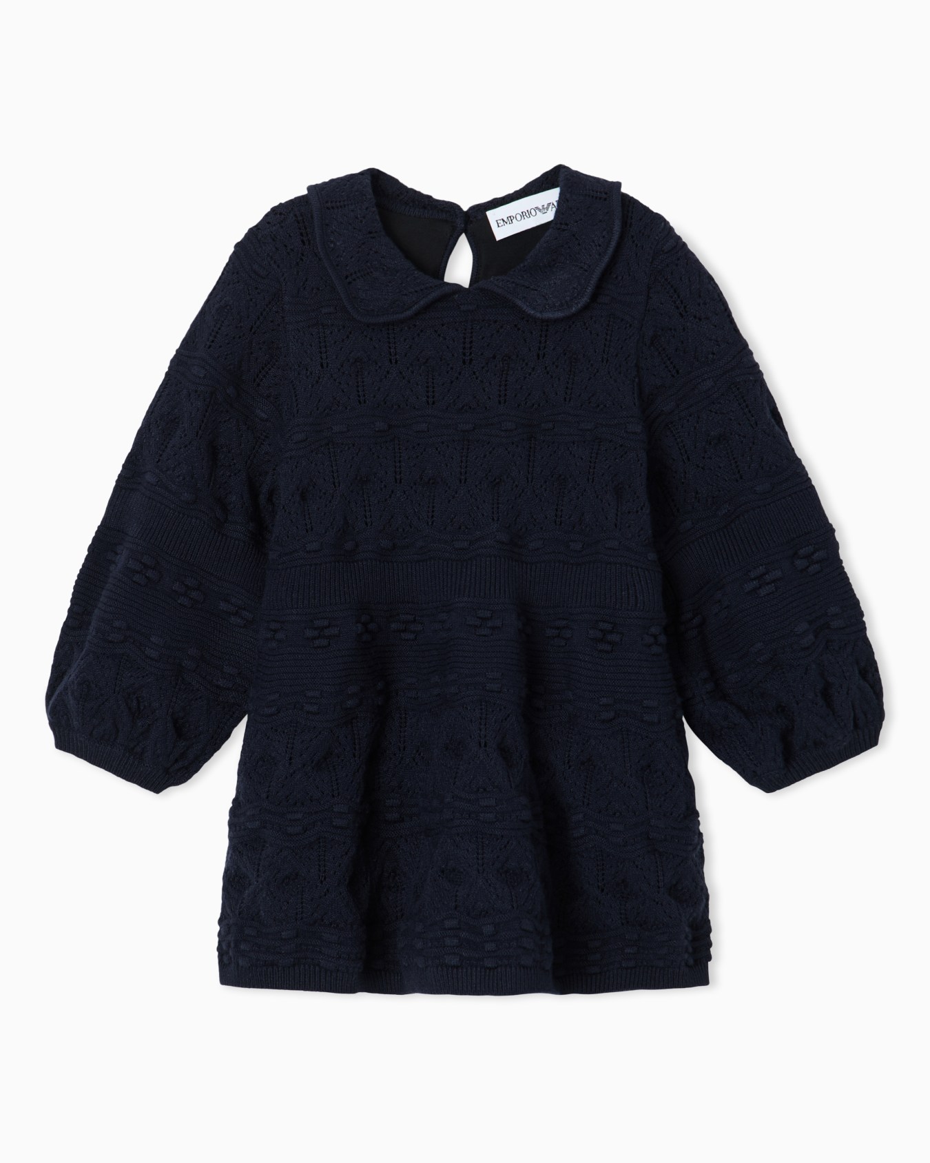 Children's dress in textured knit with a Peter Pan collar Slide 0