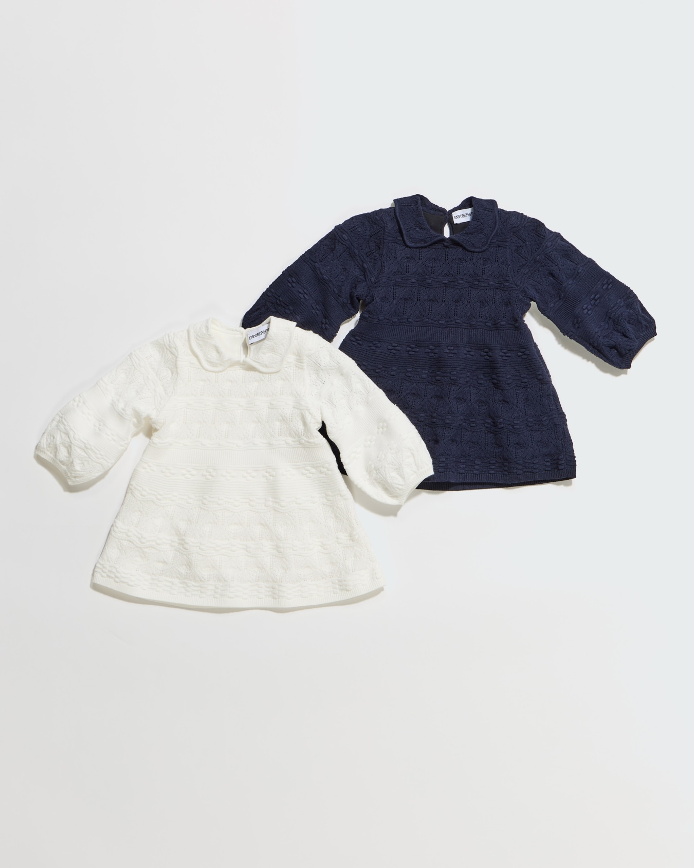 Children's dress in textured knit with a Peter Pan collar Slide 3
