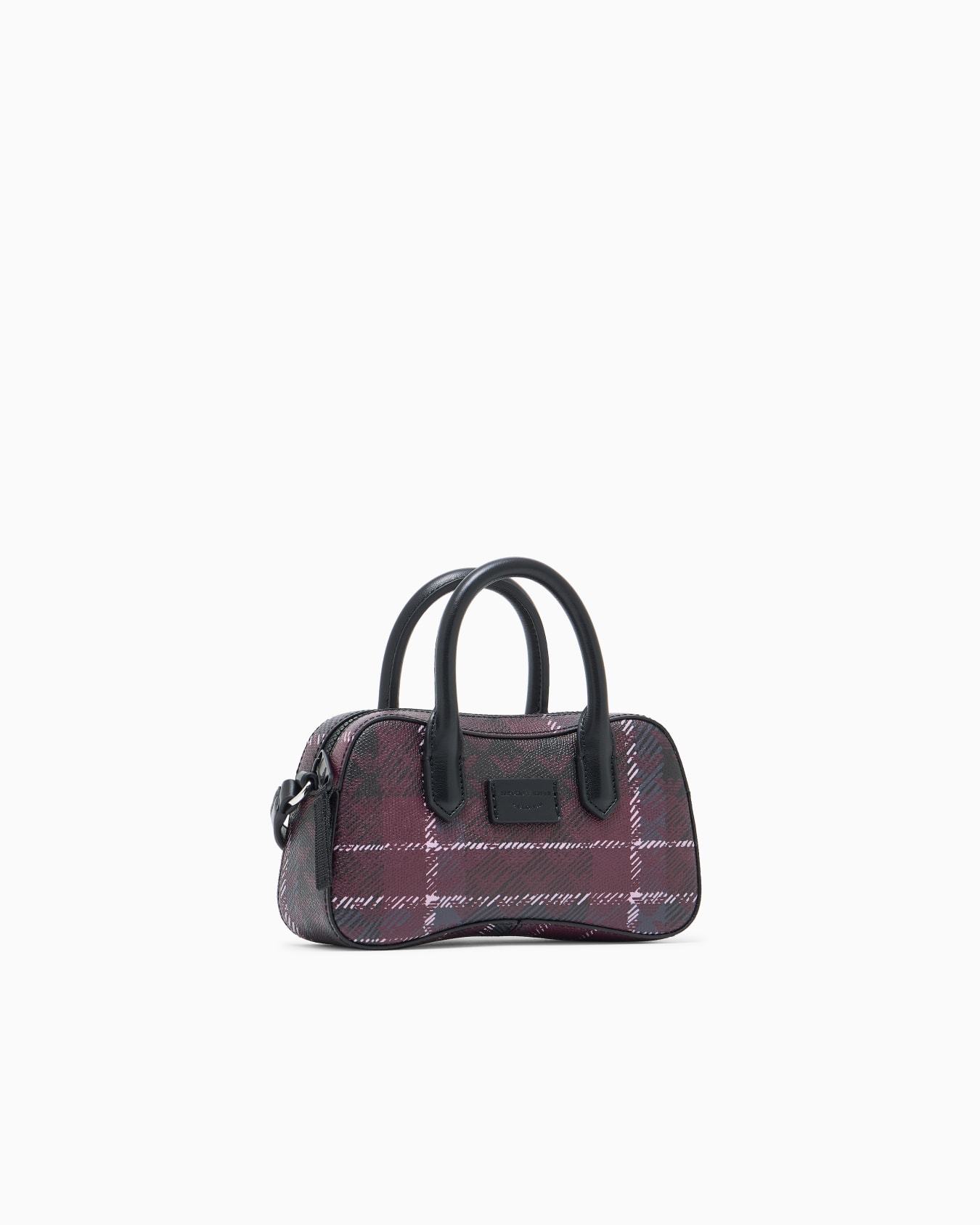 Tartan effect handbag with a zip and a shoulder strap Slide 1