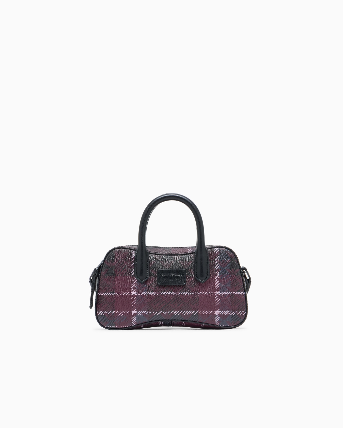 Tartan effect handbag with a zip and a shoulder strap Slide 0