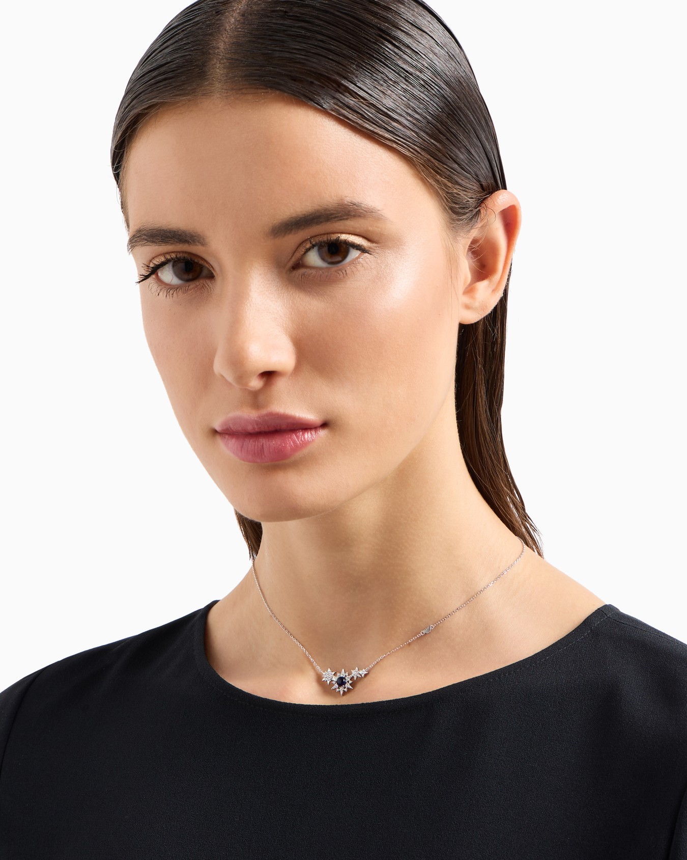  Sterling Silver Station Necklace Slide 1