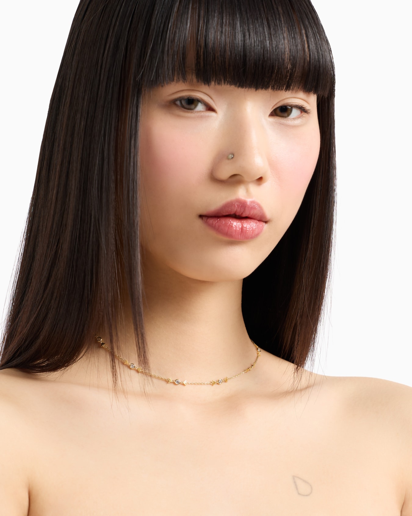  Gold-Tone Sterling Silver Station Necklace Slide 1