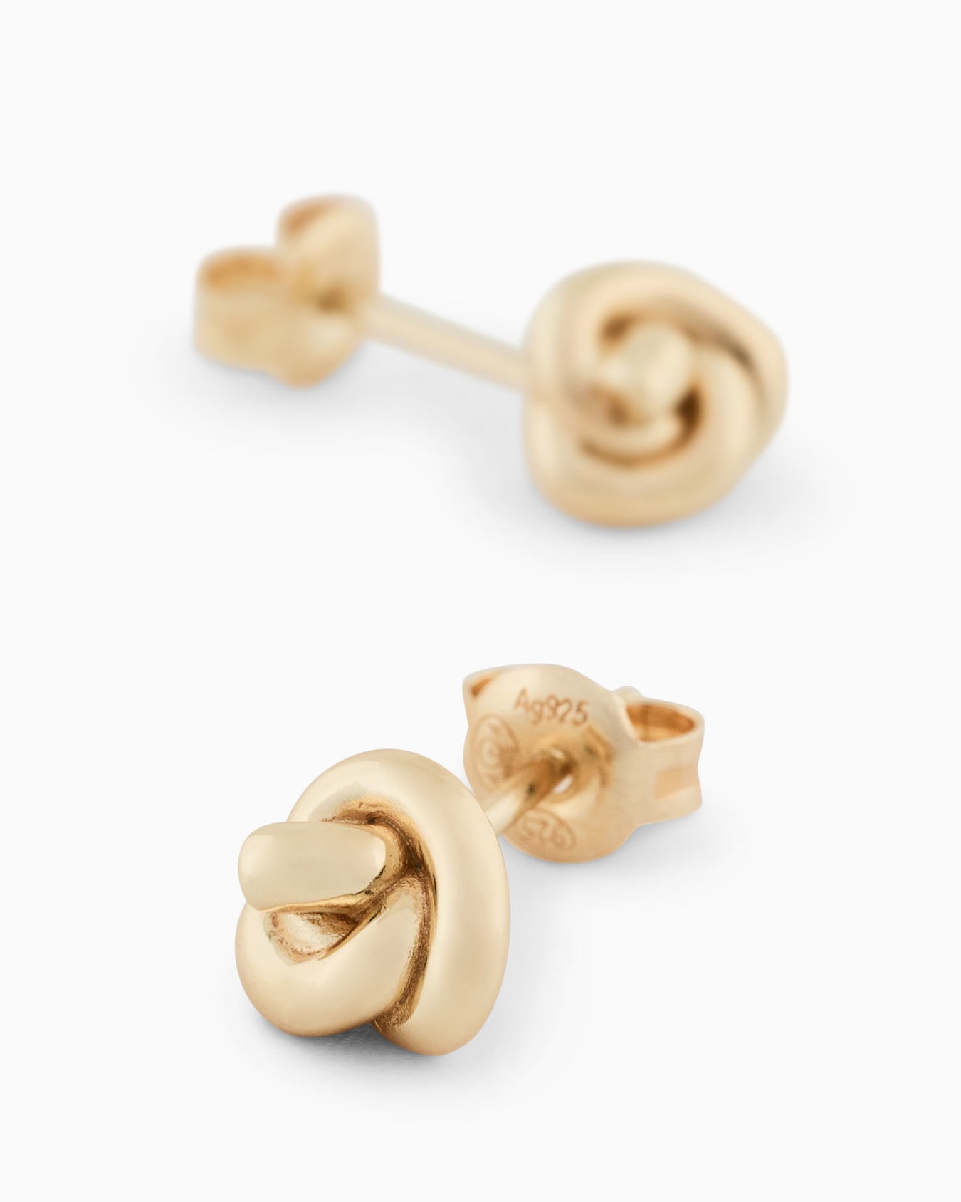  Yellow Gold-Tone Sterling Silver Knot Earrings Slide 1