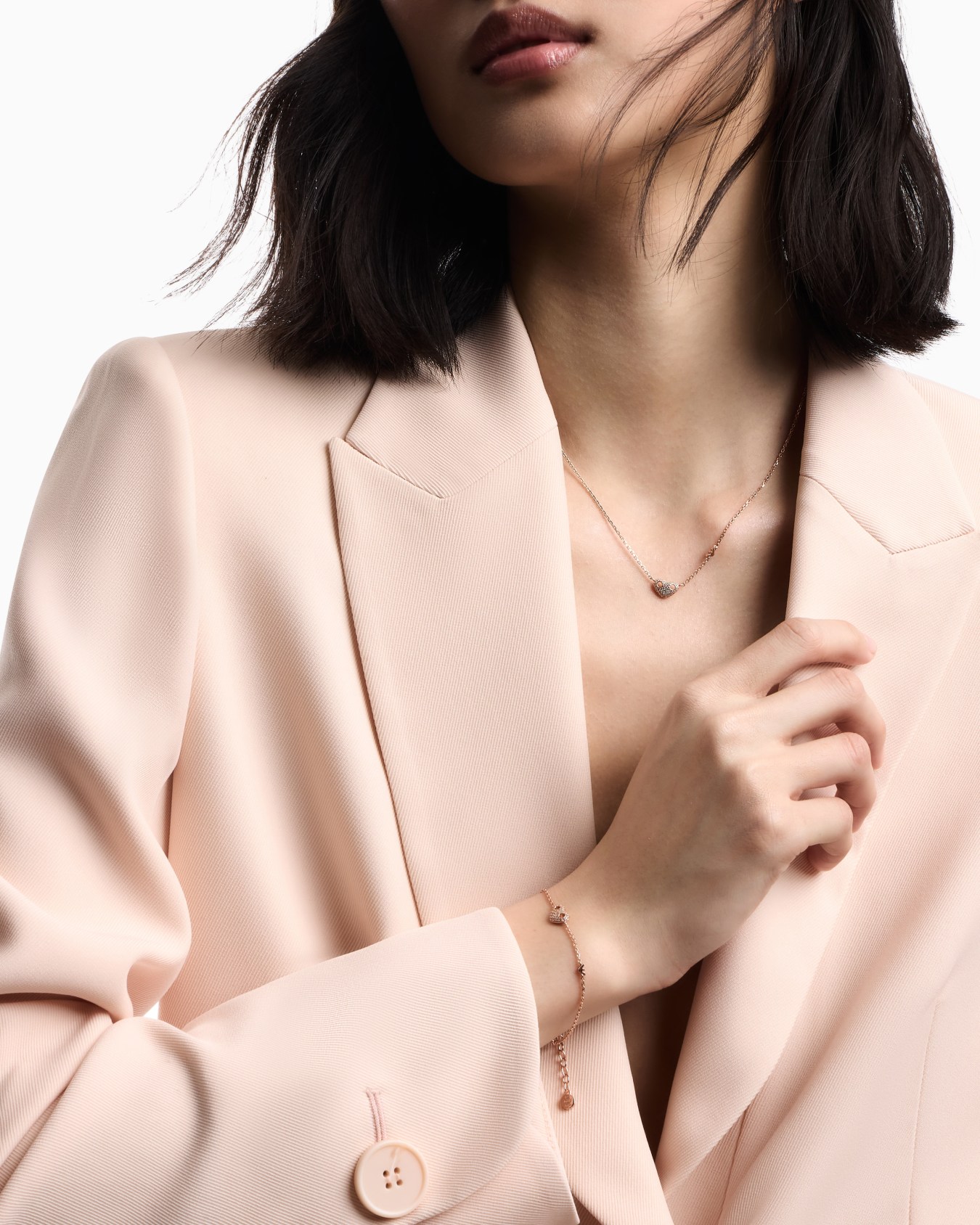 ステーションブレスレット スターリングシルバー ローズゴールドトーン スライドする 1