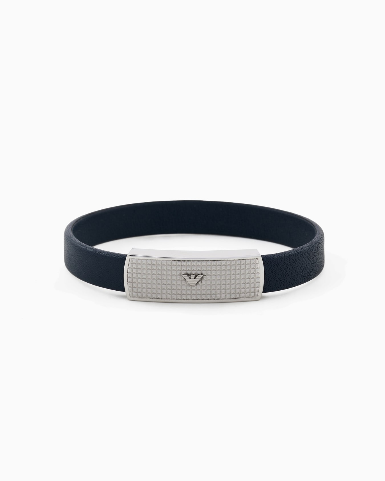  Blue Leather ID Bracelet Slide 0