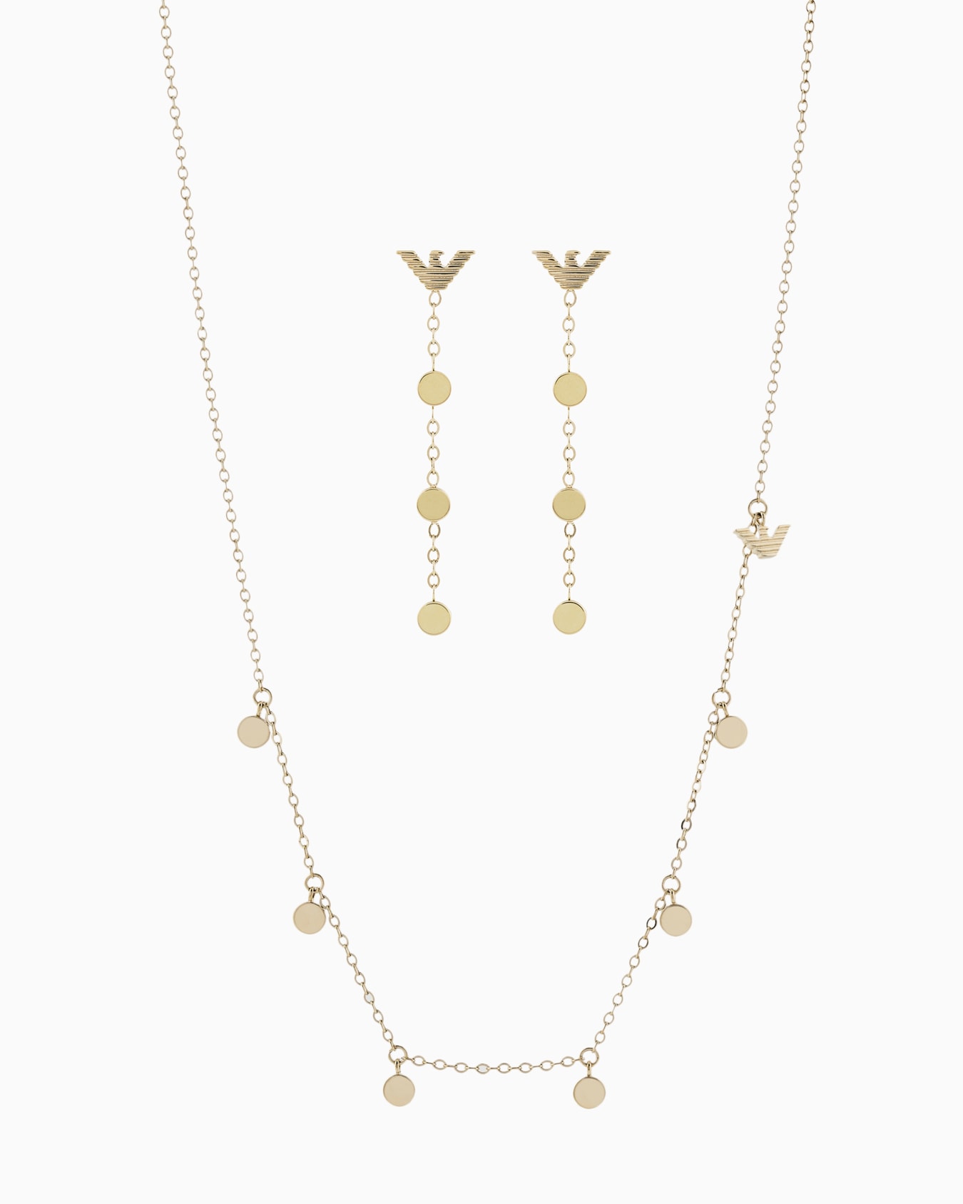 Gold-Tone Stainless Steel Necklace and Earrings Set Slide 0