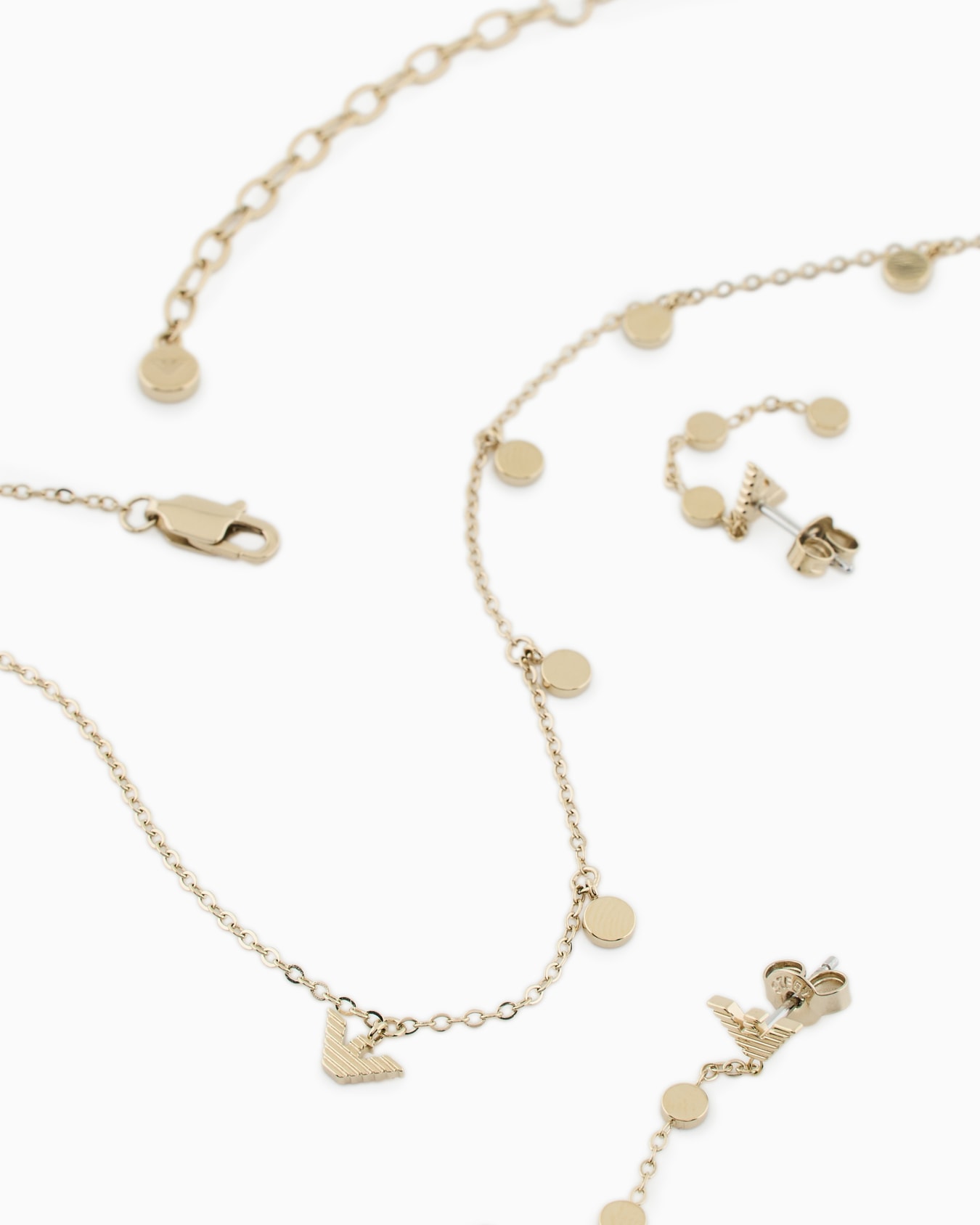 Gold-Tone Stainless Steel Necklace and Earrings Set Slide 2