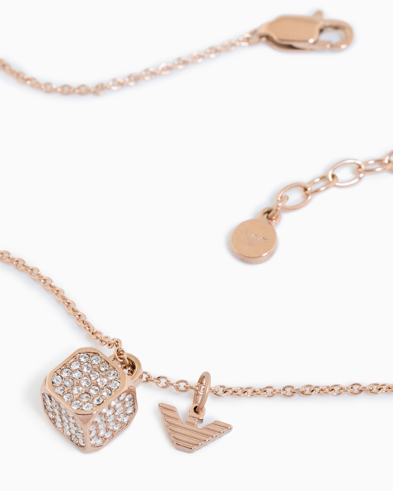 Collar con colgante de acero inoxidable en tono rosa dorado con cristales engastados Diapositiva 2