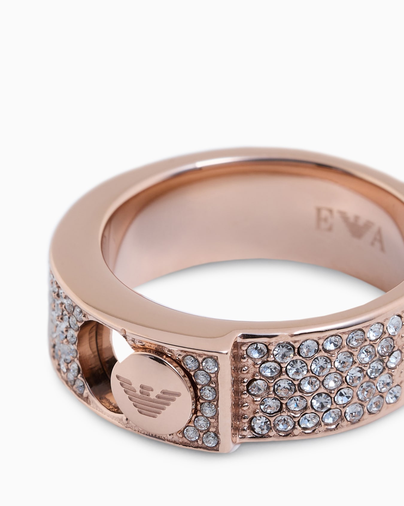 Rose Gold-Tone Stainless Steel with Crystals Setted Band Ring Slide 2