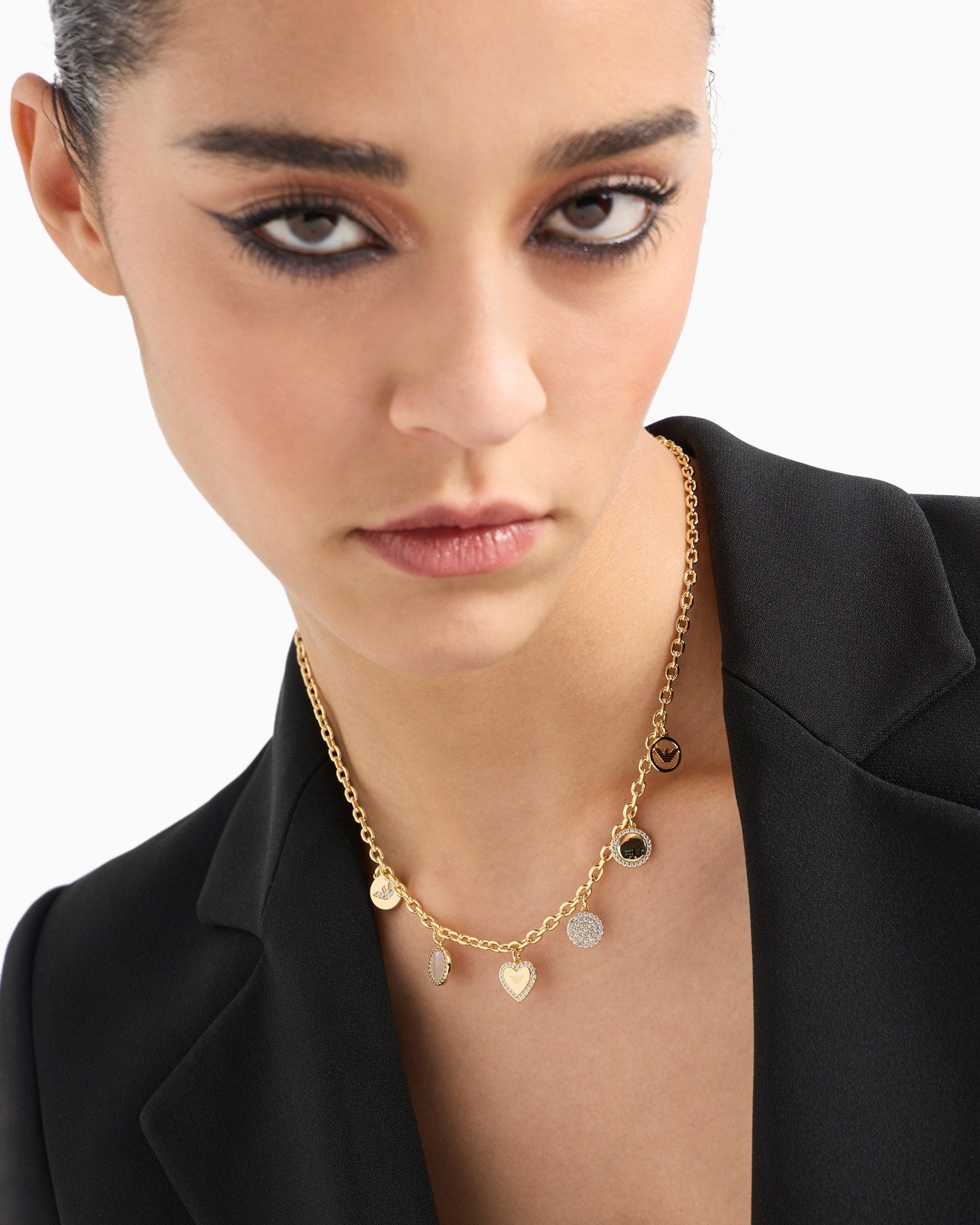 Gold-Tone Brass Station Necklace Slide 1