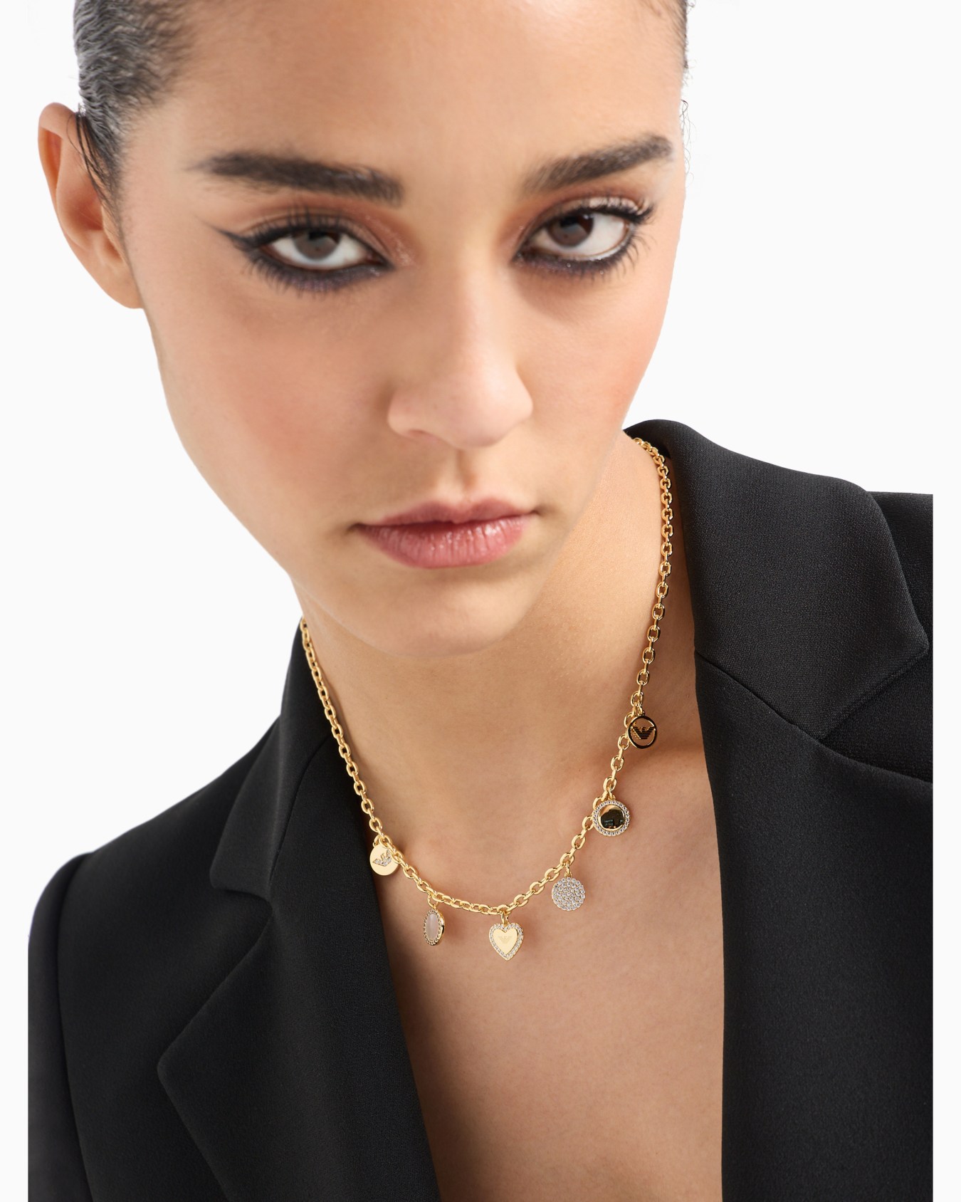Gold-Tone Brass Station Necklace Slide 3
