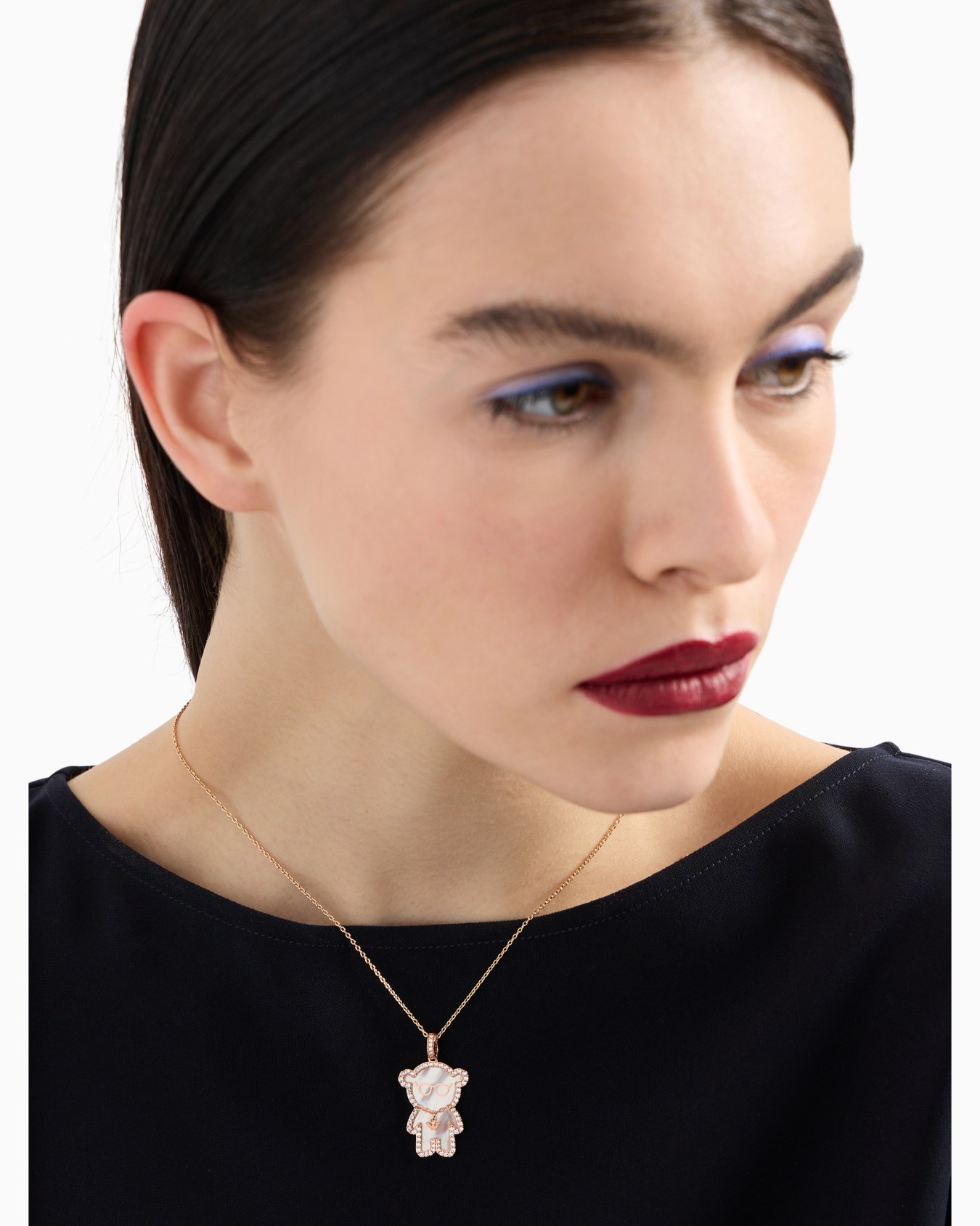 Collana con pendente in ottone tonalità oro rosa Slide 3