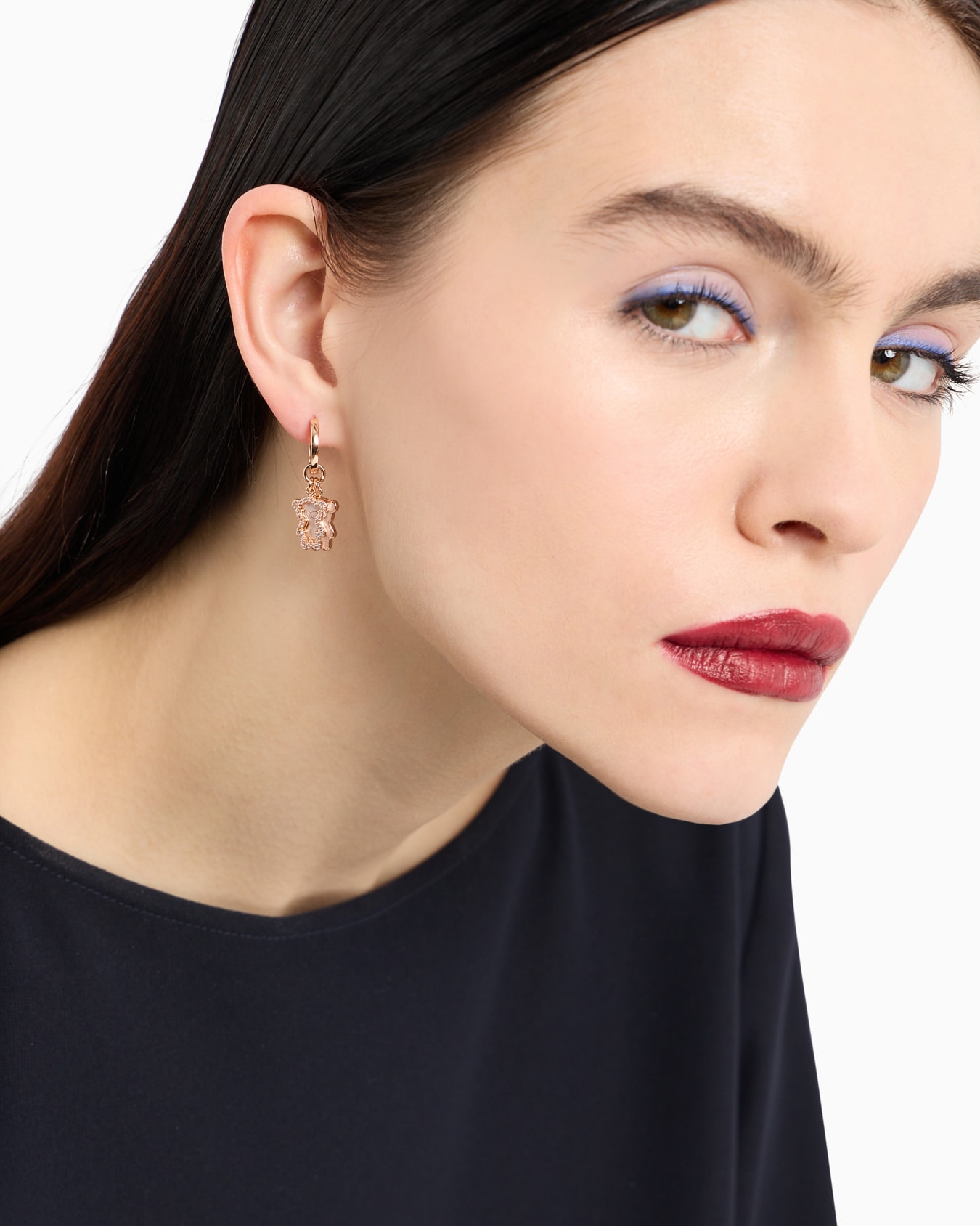 Rose Gold-Tone Brass Hoop Earrings Slide 1