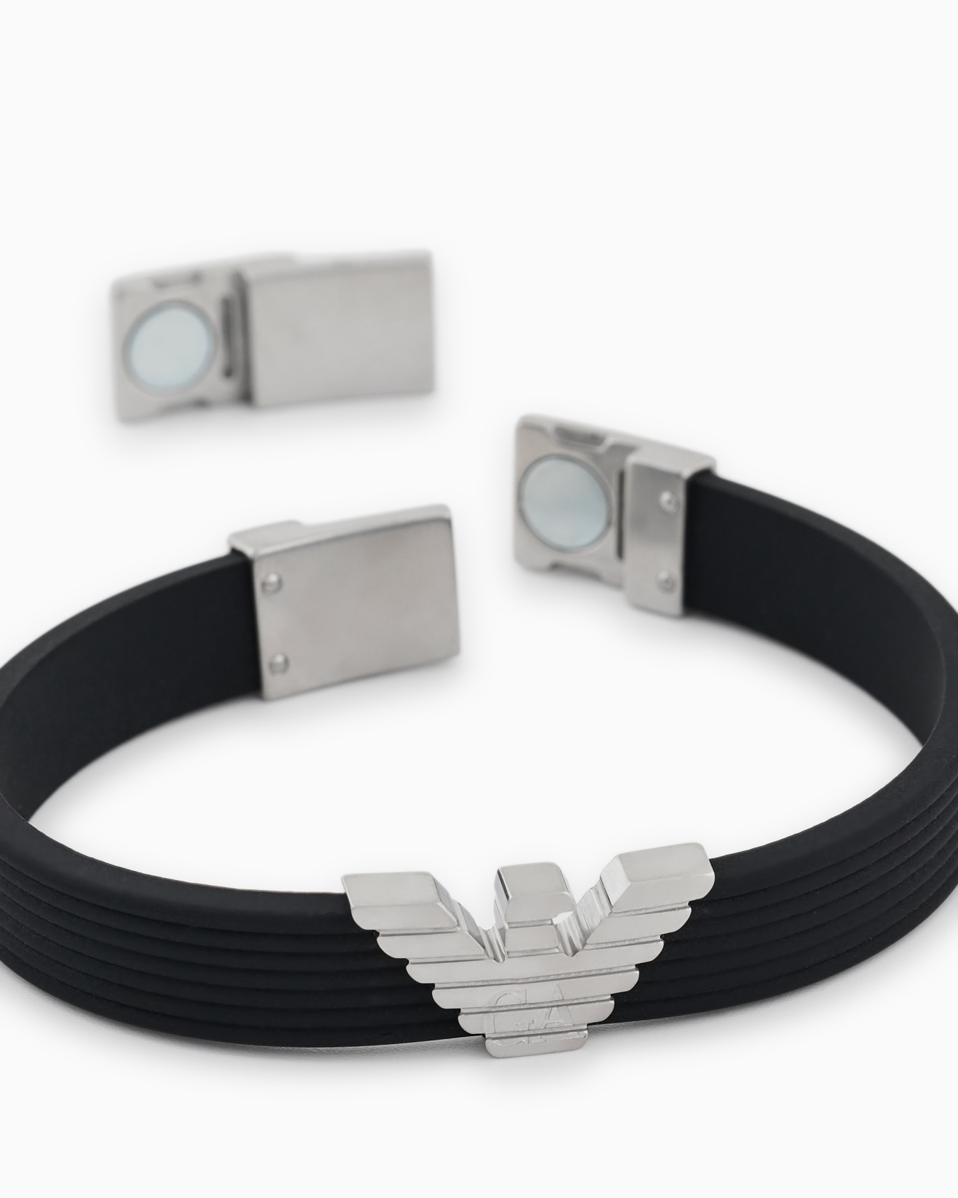 Bracelet avec plaque en silicone noir Diapositive 2