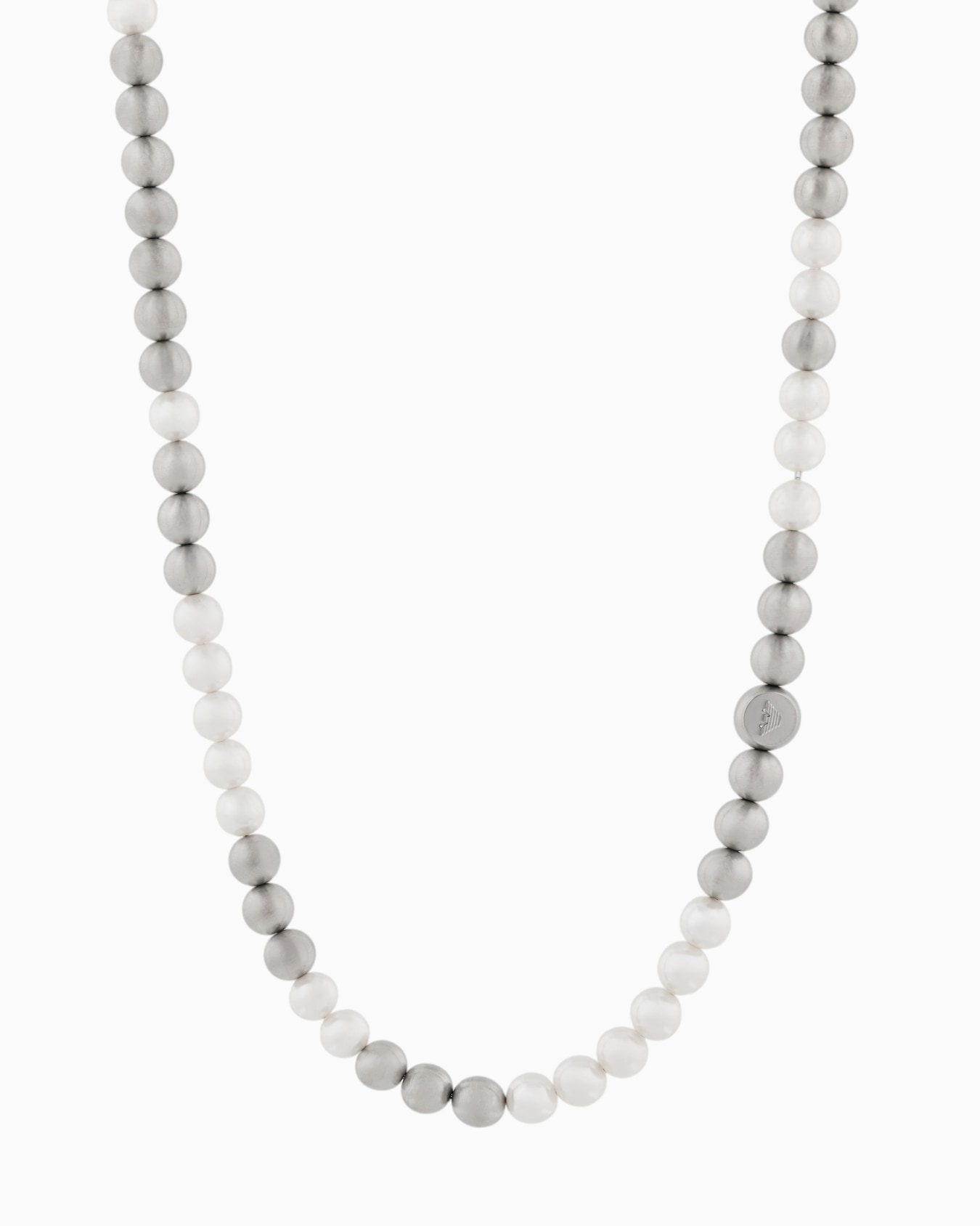 Collar con cuentas de vidrio blanco Diapositiva 0