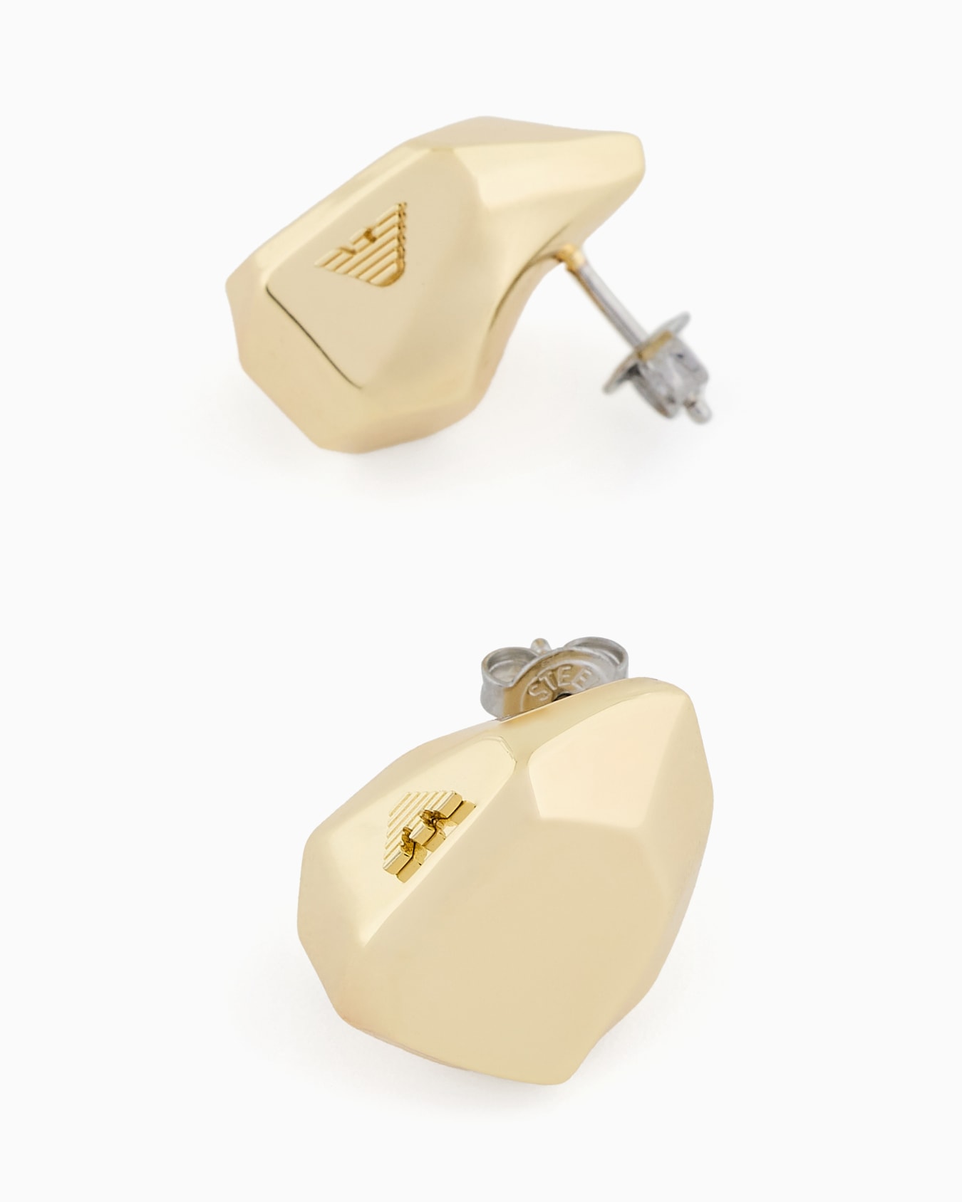Boucles d’oreilles boutons en laiton couleur or Diapositive 2