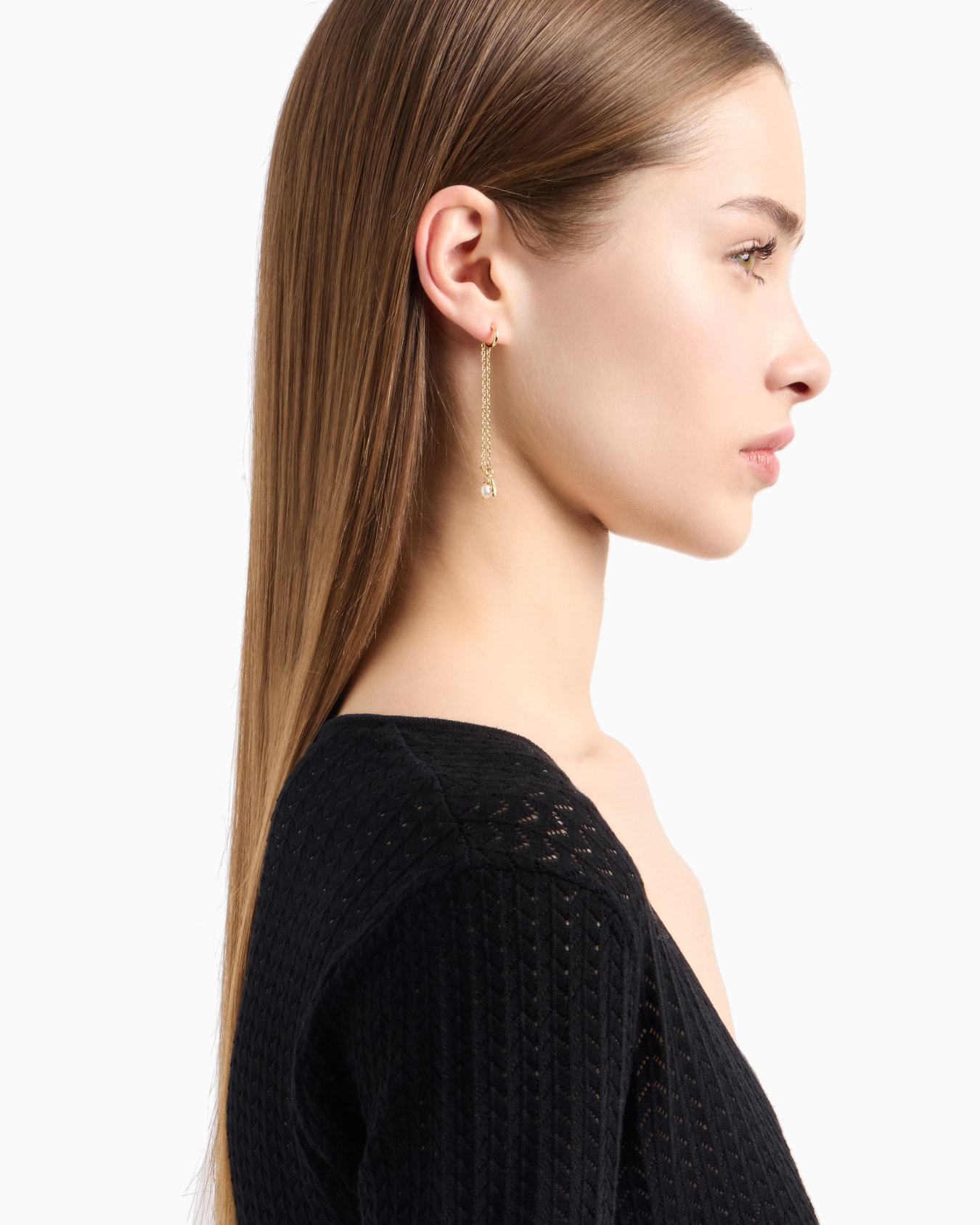  Gold-Tone Brass Drop Earrings Slide 1