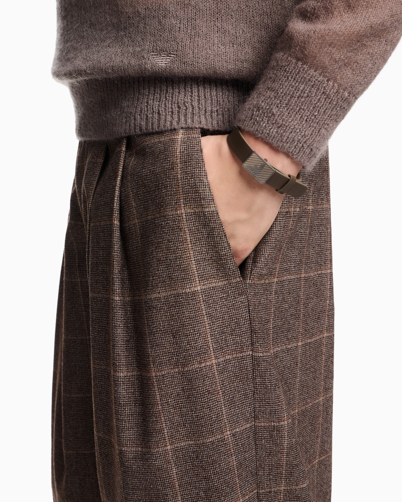  Brown Leather ID Bracelet Slide 1