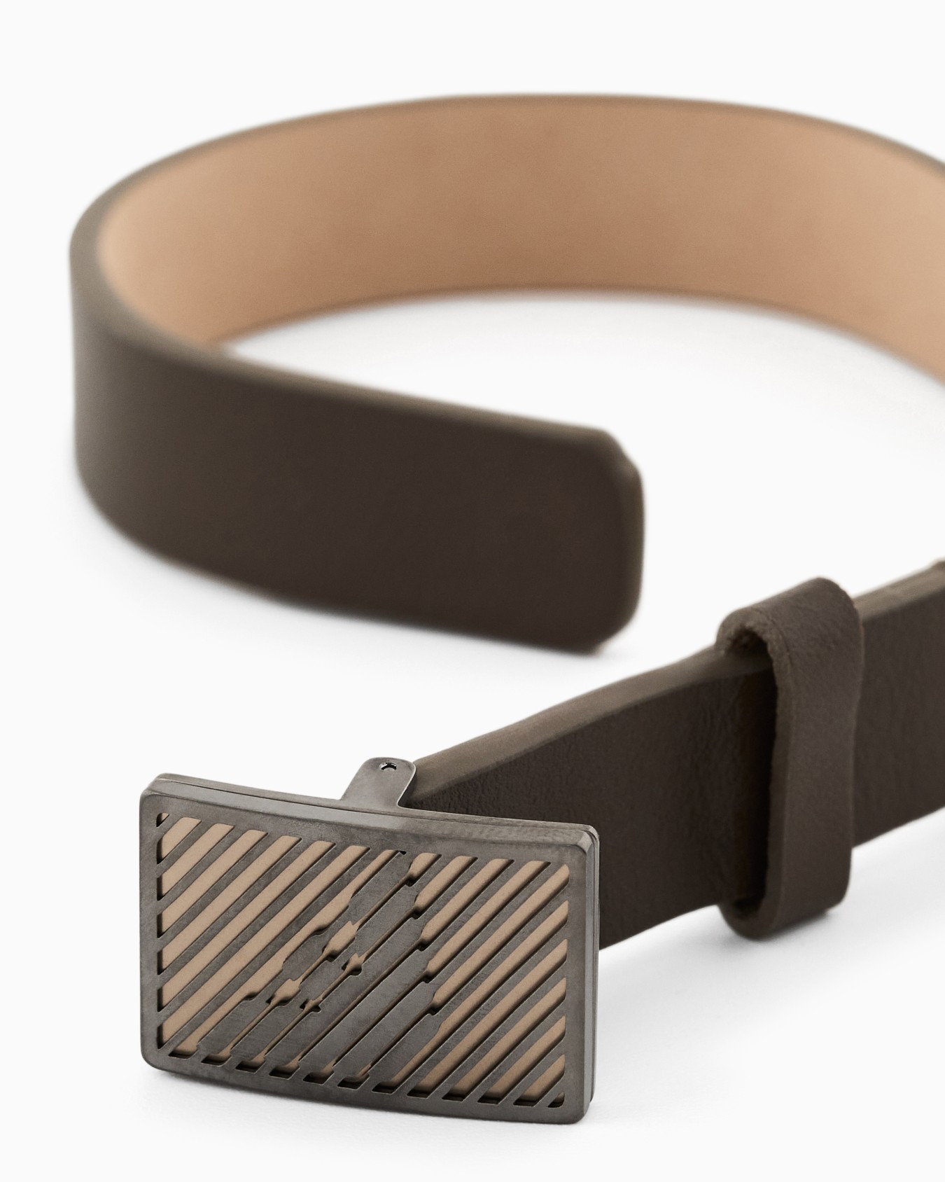  Brown Leather ID Bracelet Slide 2