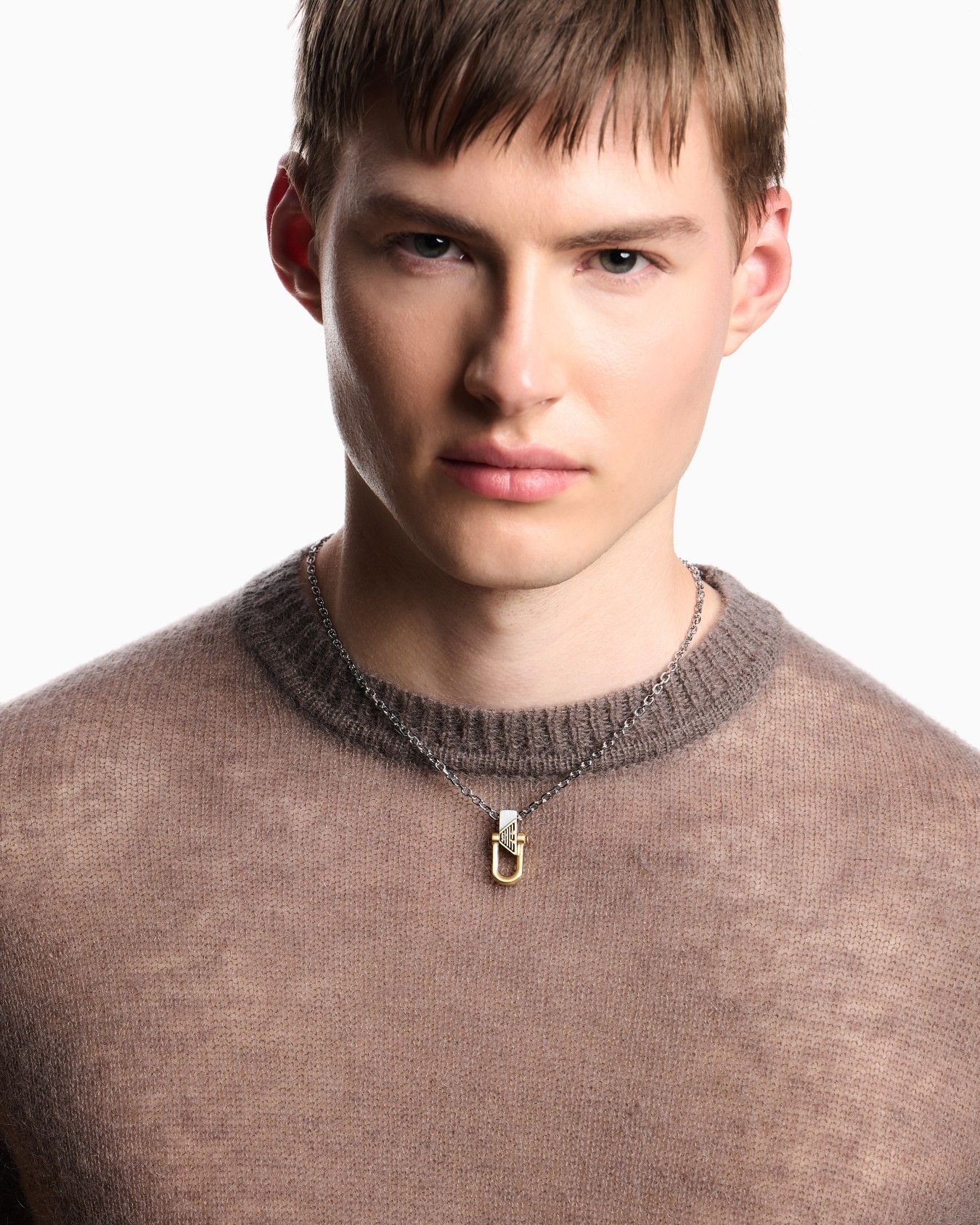  Two-Tone Stainless Steel Pendant Necklace Slide 1