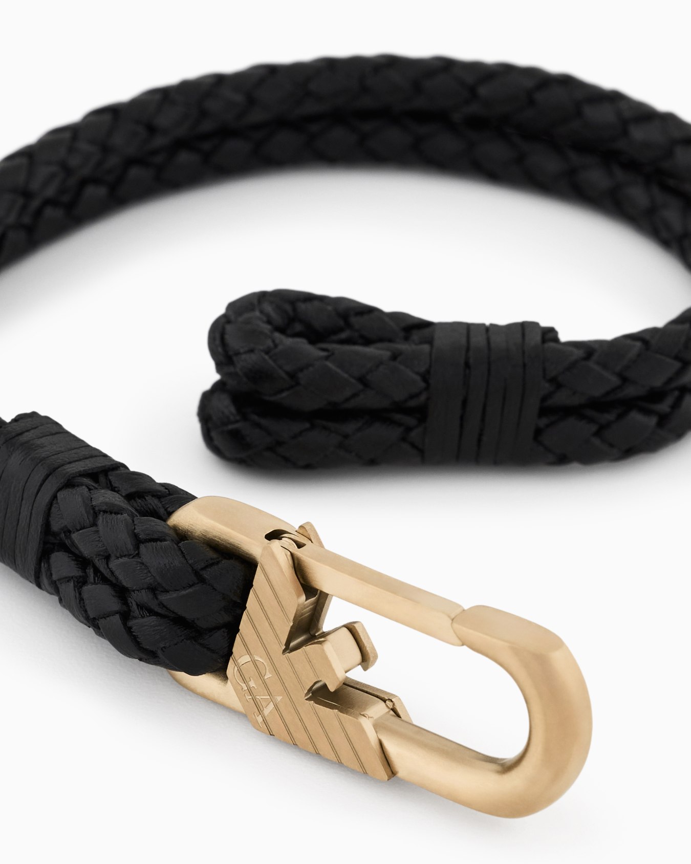  Black Leather ID Bracelet Slide 1