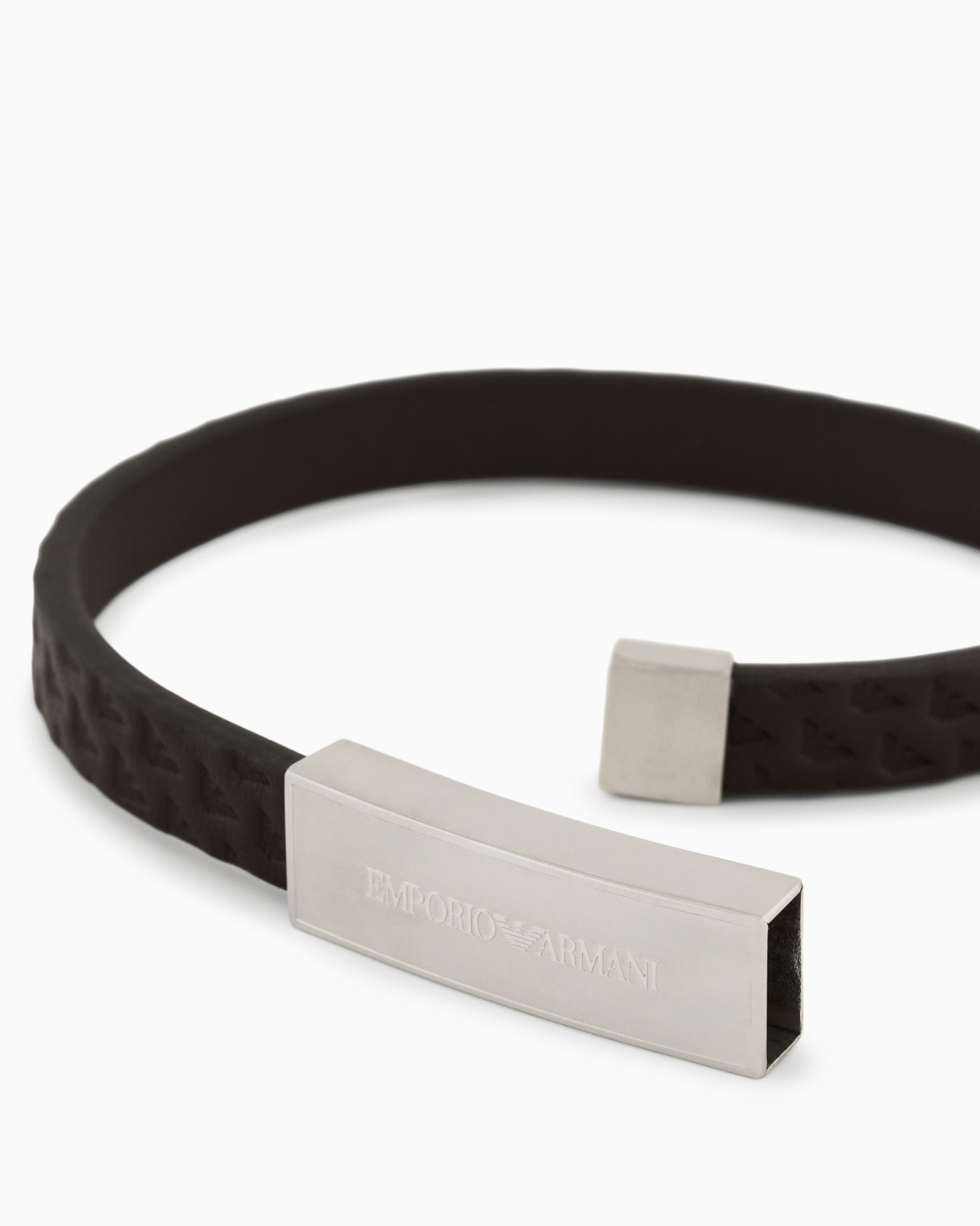 Brown Leather ID Bracelet Slide 2