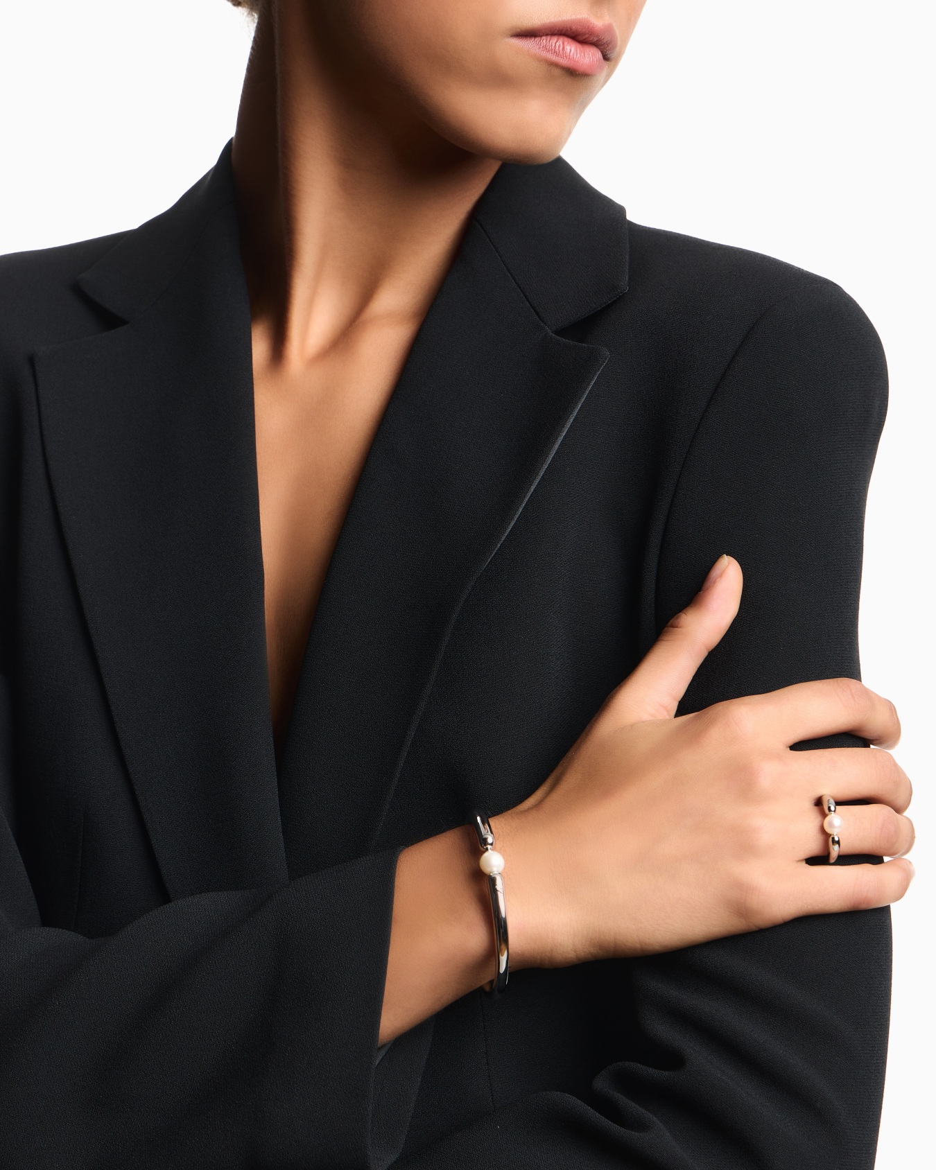 Bracelet rigide en laiton couleur argent Diapositive 1