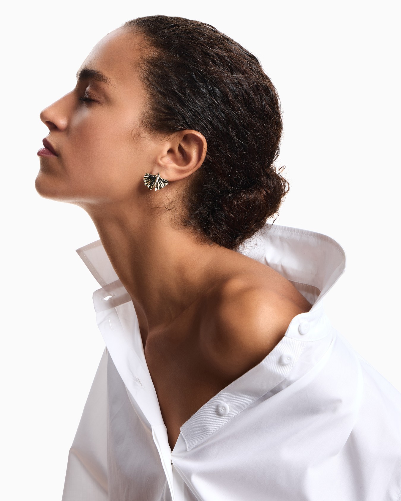 Gold-Tone Brass Stud Earrings Slide 1