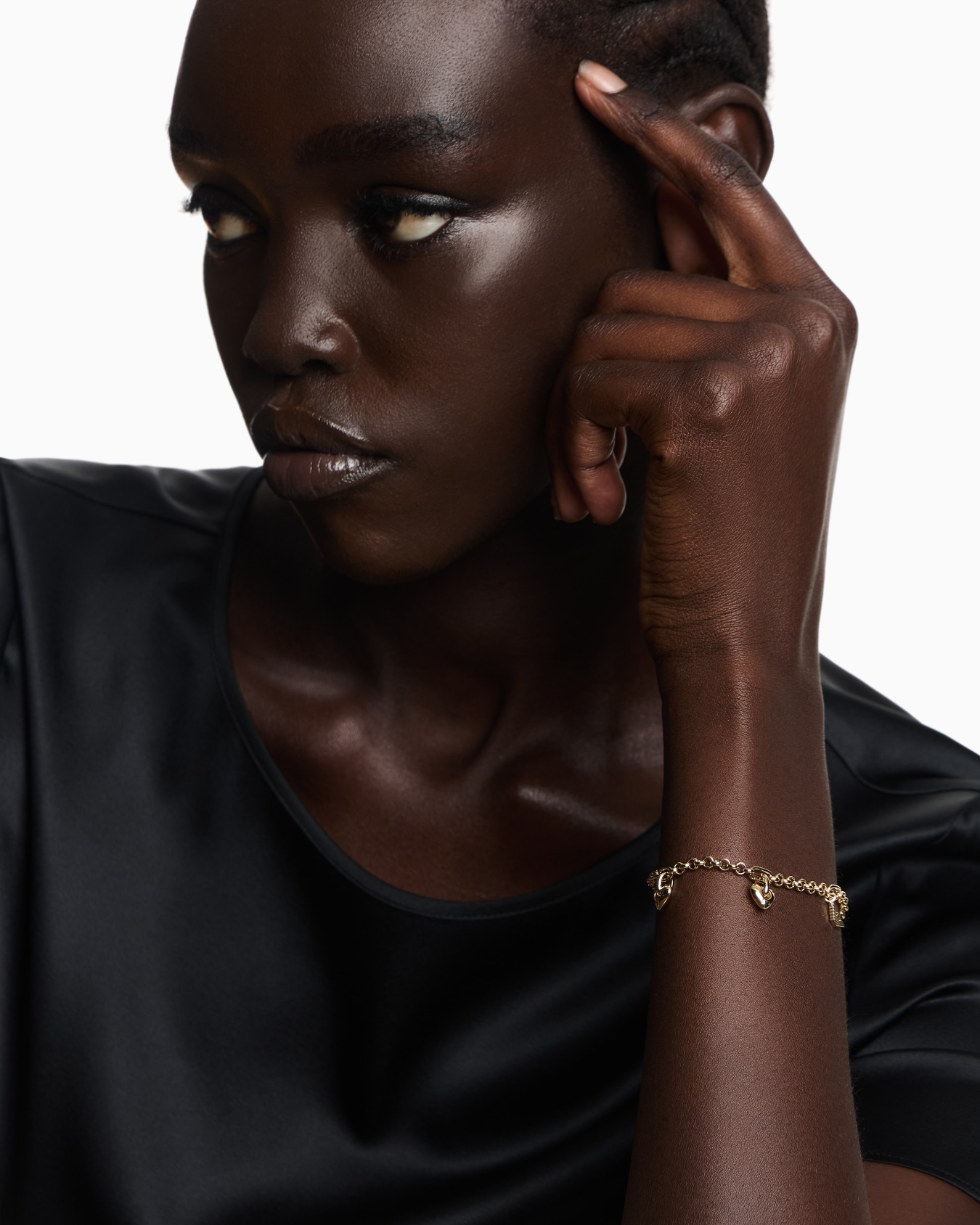  Gold-Tone Brass Station Bracelet Slide 1