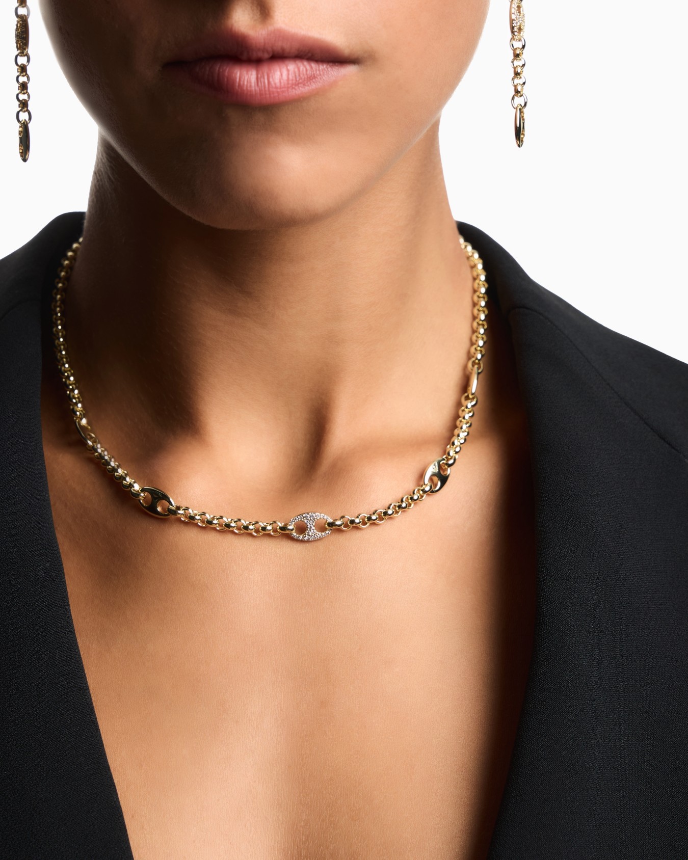  Gold-Tone Brass Station Necklace Slide 1