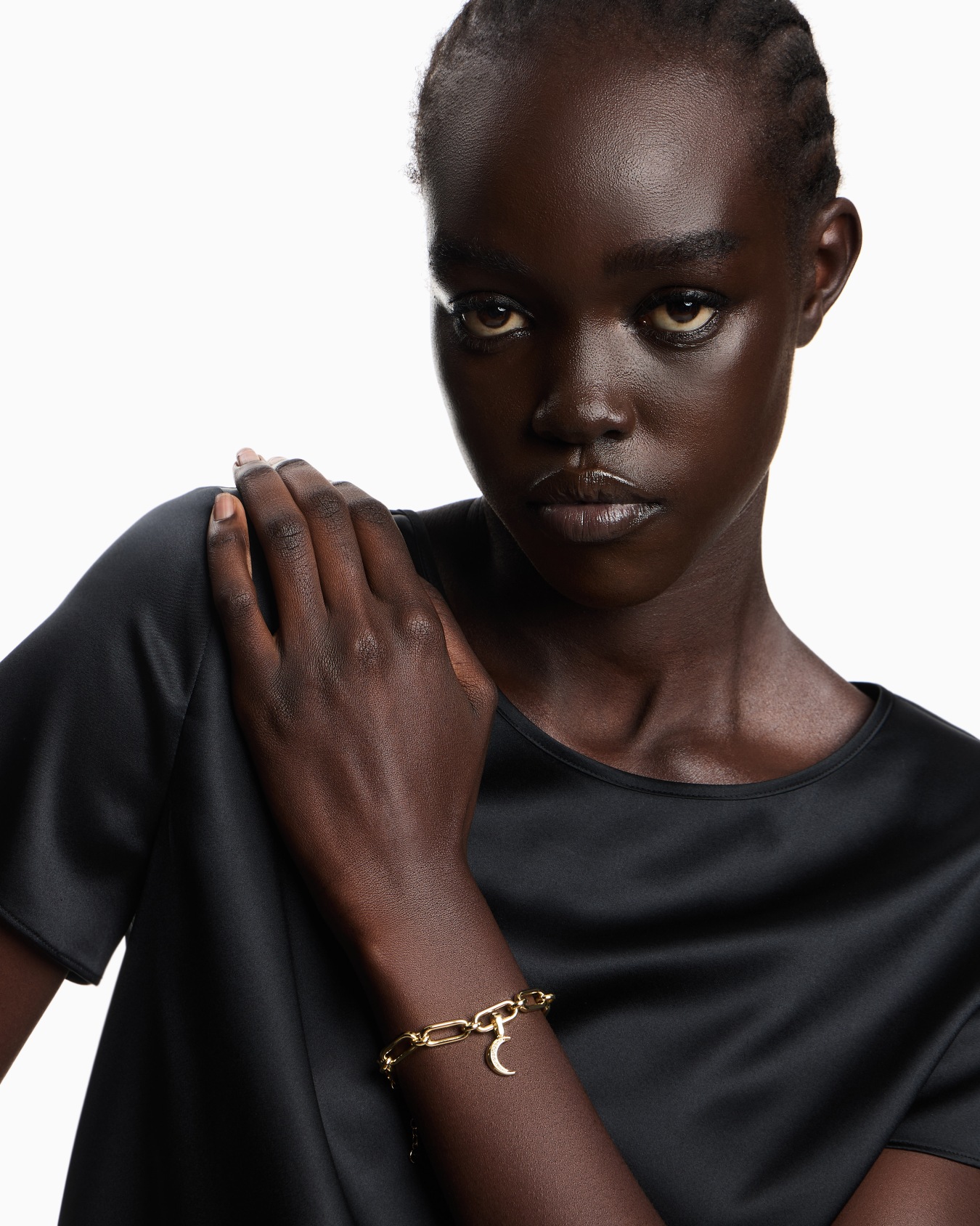 エンポリオ アルマーニ チャーム ゴールドトーンブラス キュービックジルコニア スライドする 1