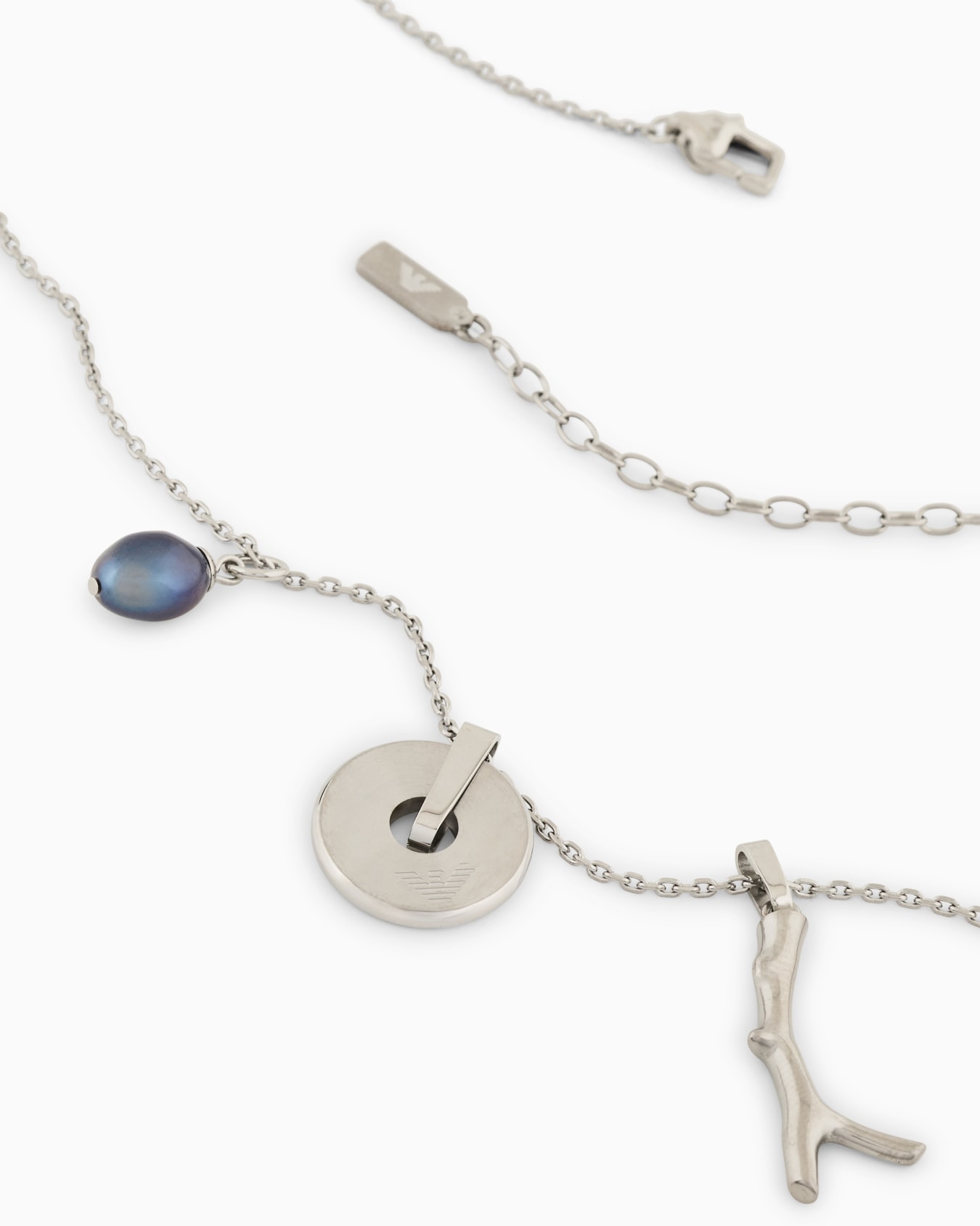  Freshwater Pearl Silver Stainless Steel Pendant Necklace Slide 2