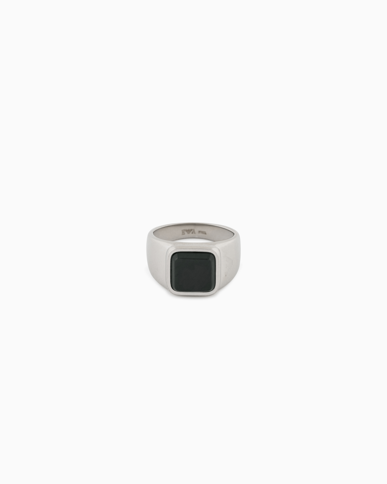  Grass Agate Stainless Steel Signet Ring Slide 0