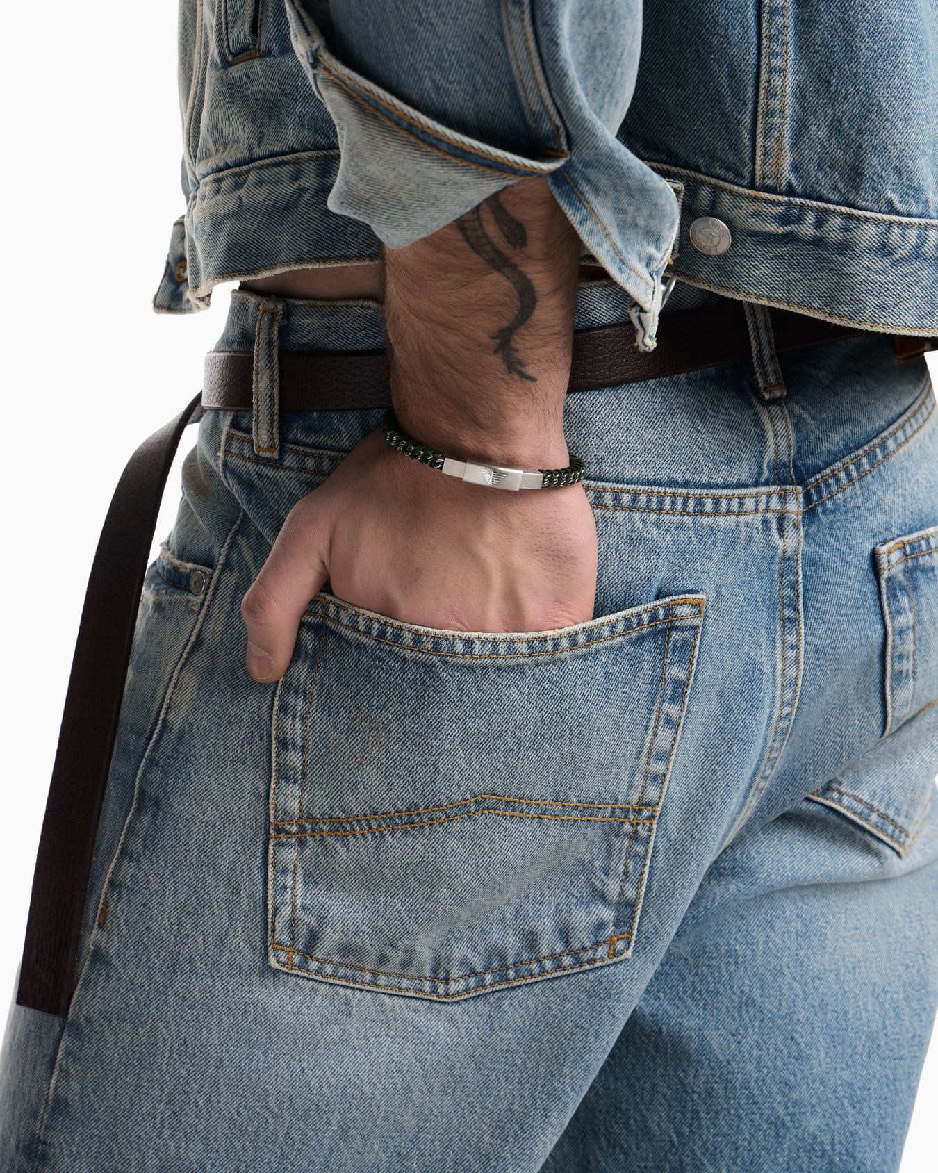  Stainless Steel Leather ID Bracelet Slide 1