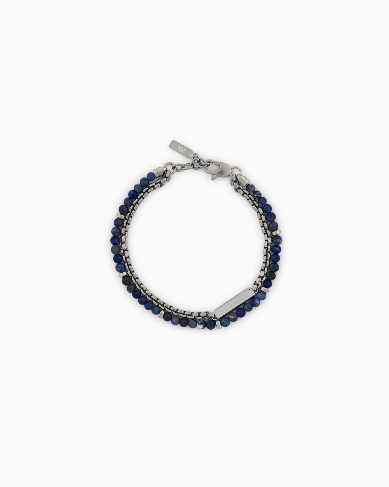  Stainless Steel and Natural Sodalite ID Bracelet Slide 0