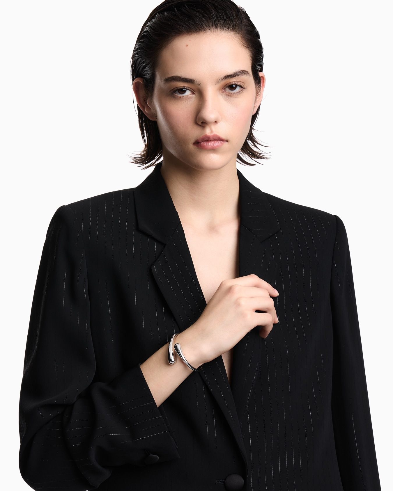  Silver-Tone Brass Bangle Bracelet Slide 2