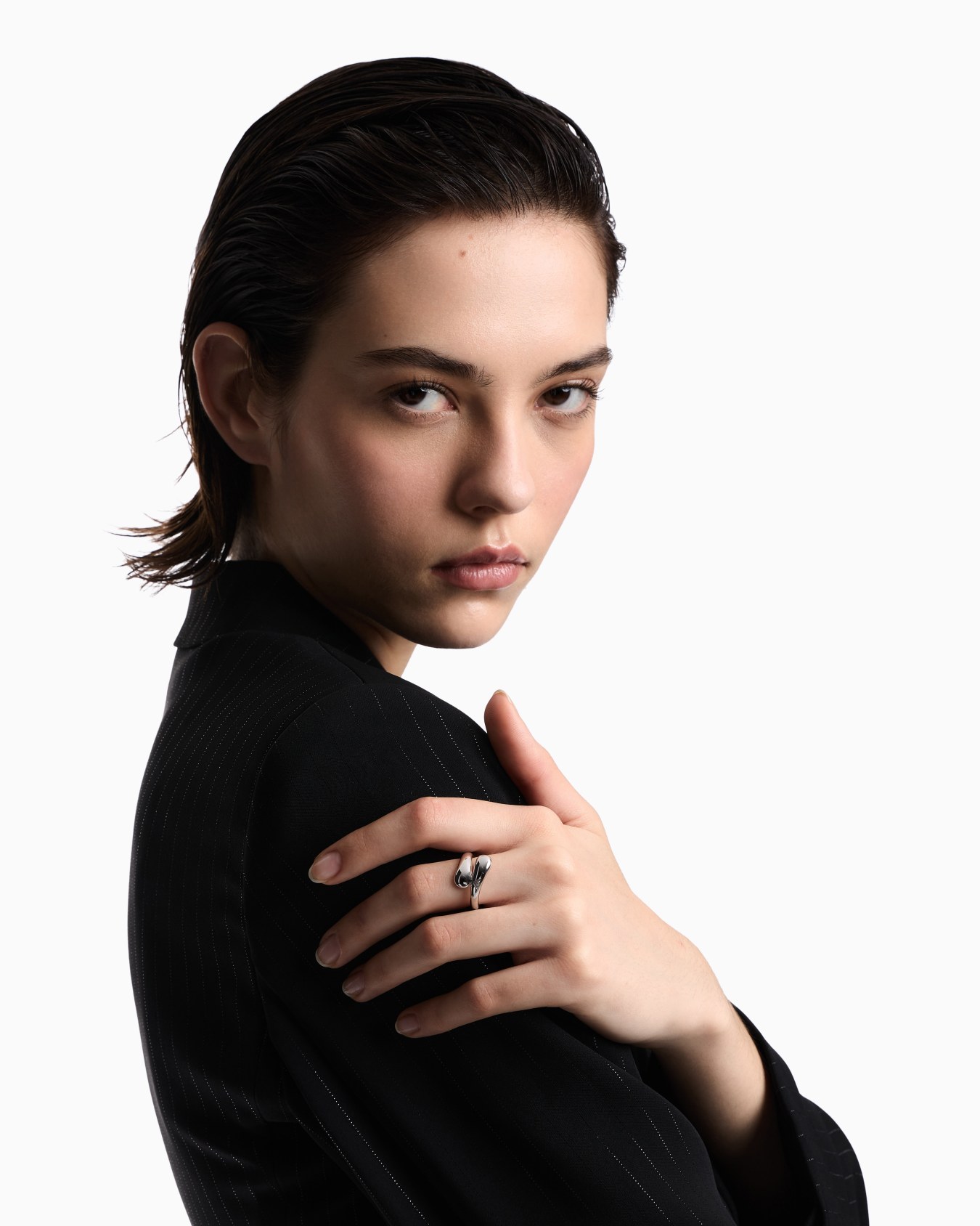  Silver-Tone Brass Band Ring Slide 2