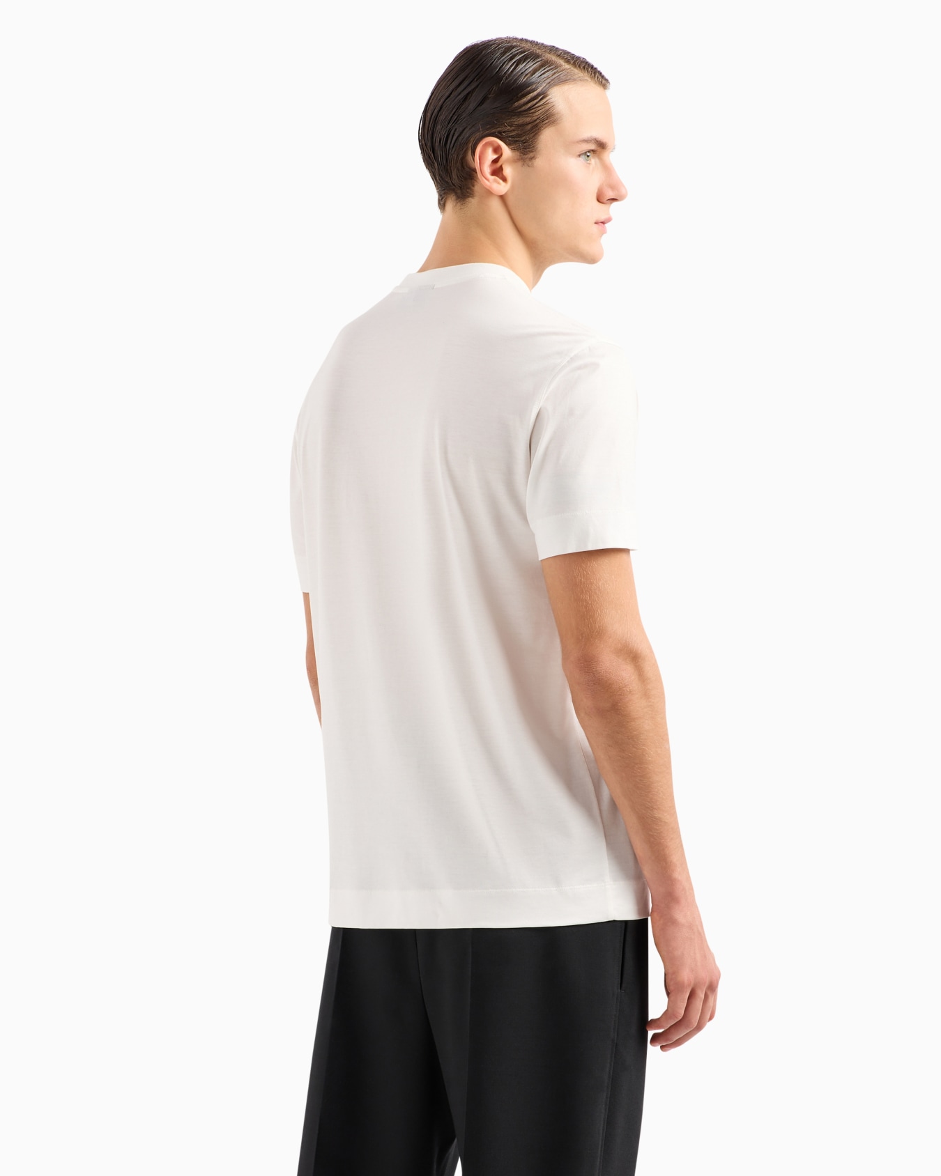 Armani Sustainability Values Lyocell-blend jersey T-shirt with dragon embroidery Slide 2