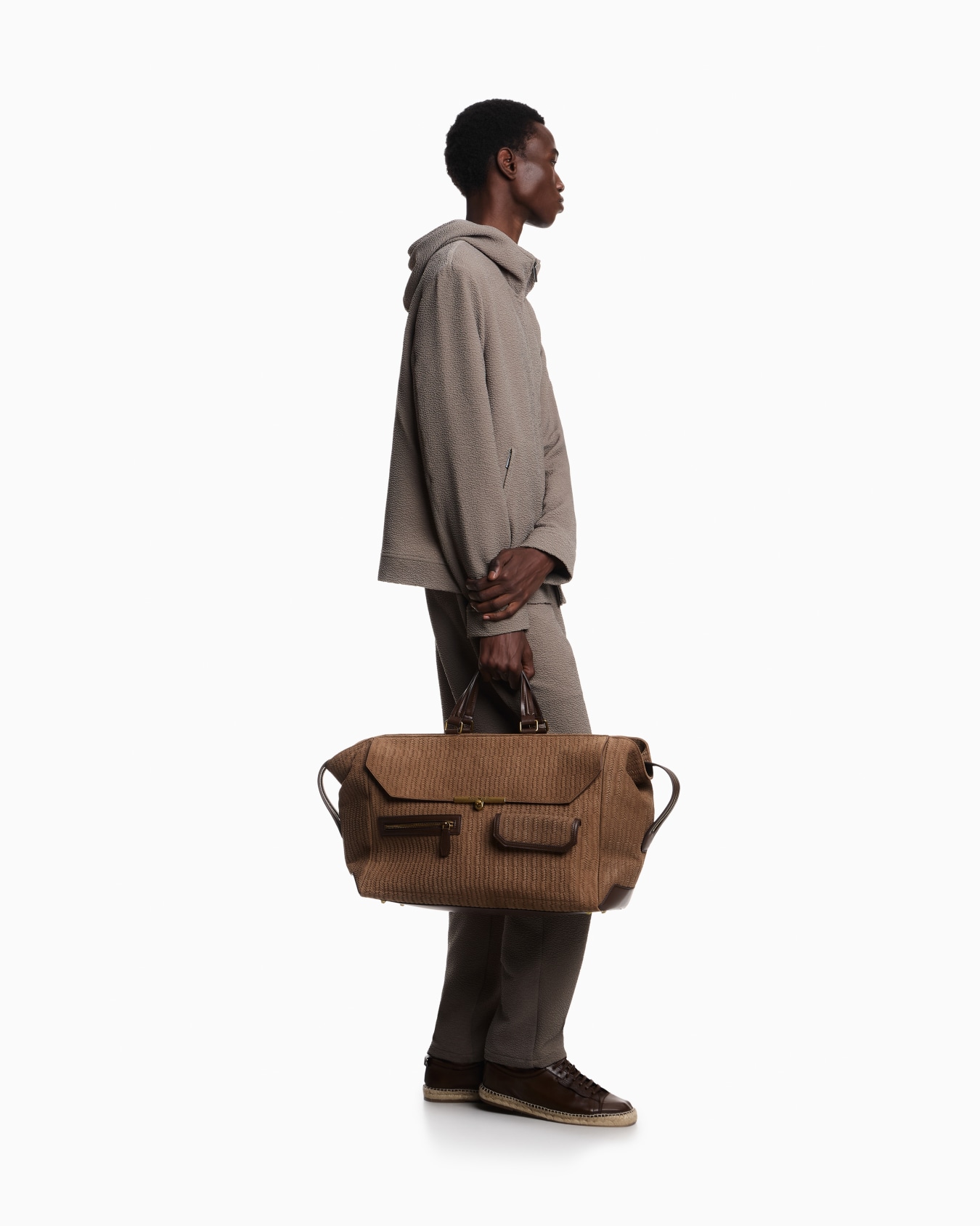 Icon hooded blouson in embossed-pattern fabric Slide 2