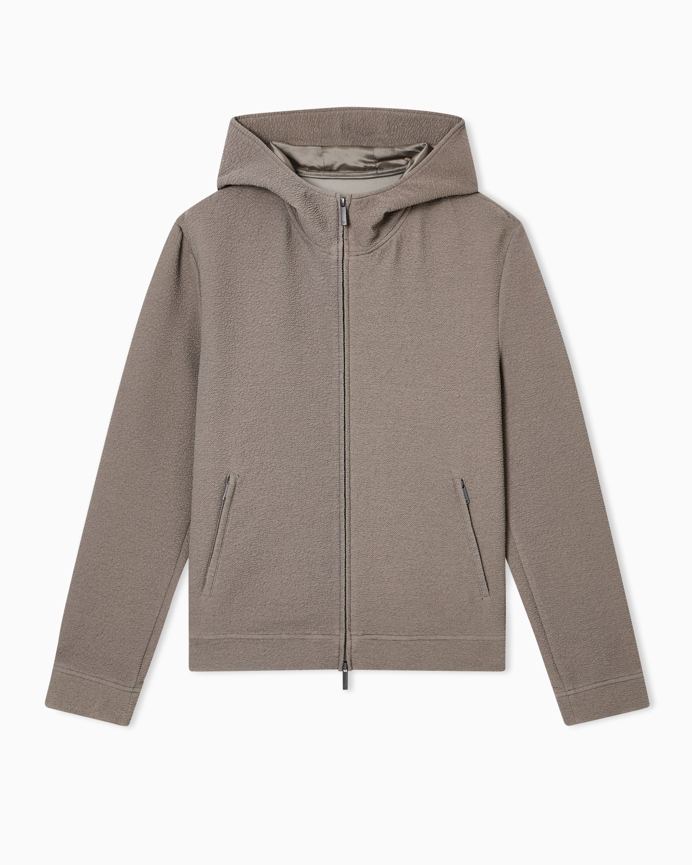 Icon hooded blouson in embossed-pattern fabric Slide 0