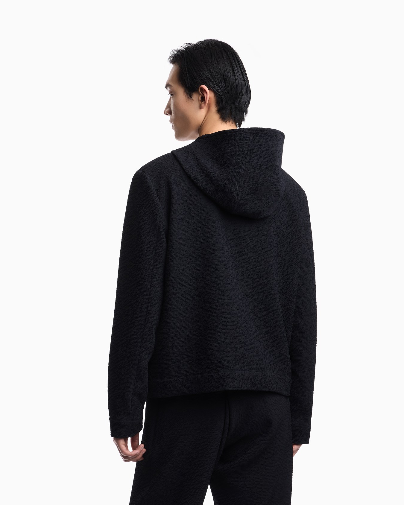 Icon hooded blouson in embossed-pattern fabric Slide 2