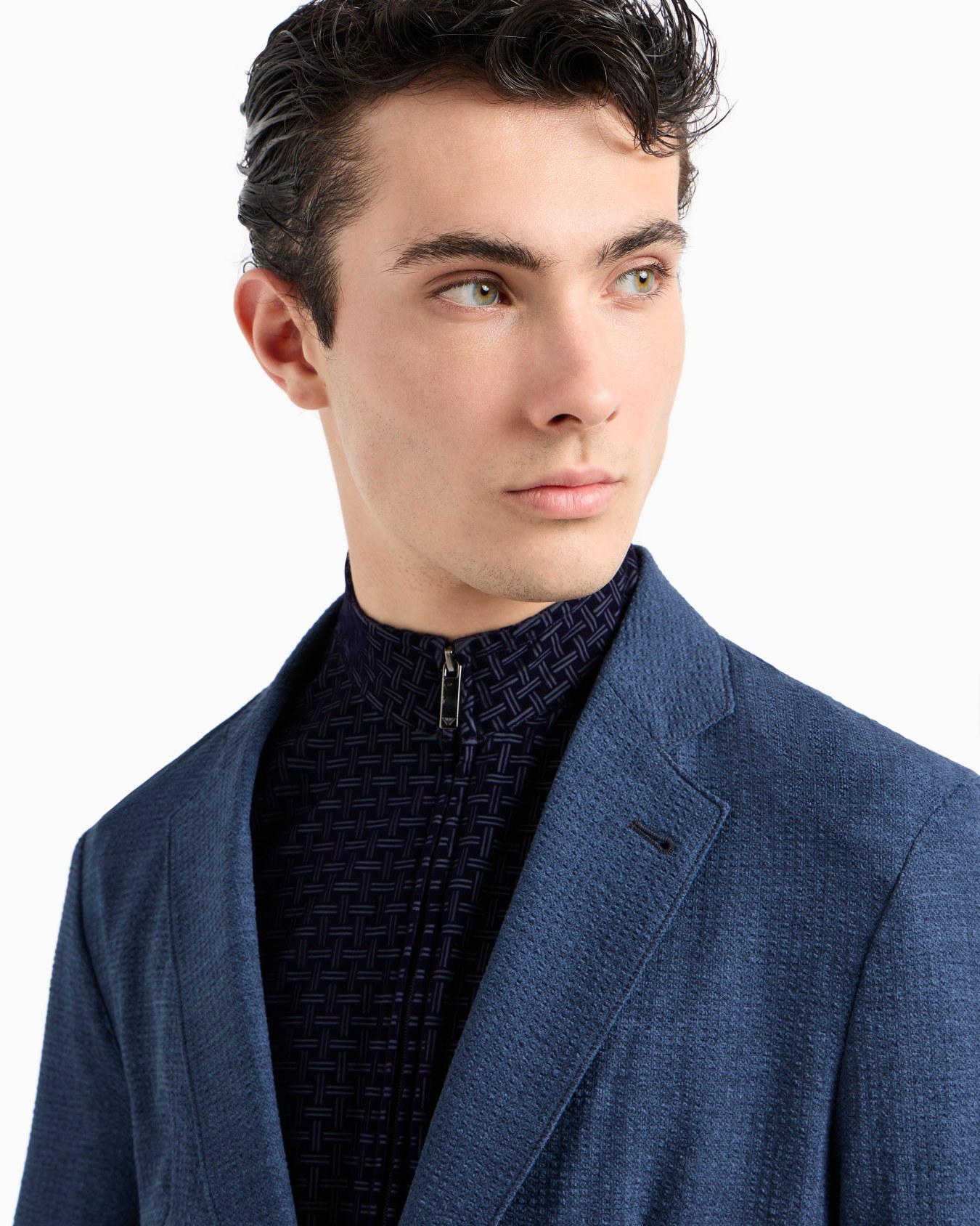 Veste à simple boutonnage en tissu seersucker technique imprimé Diapositive 4